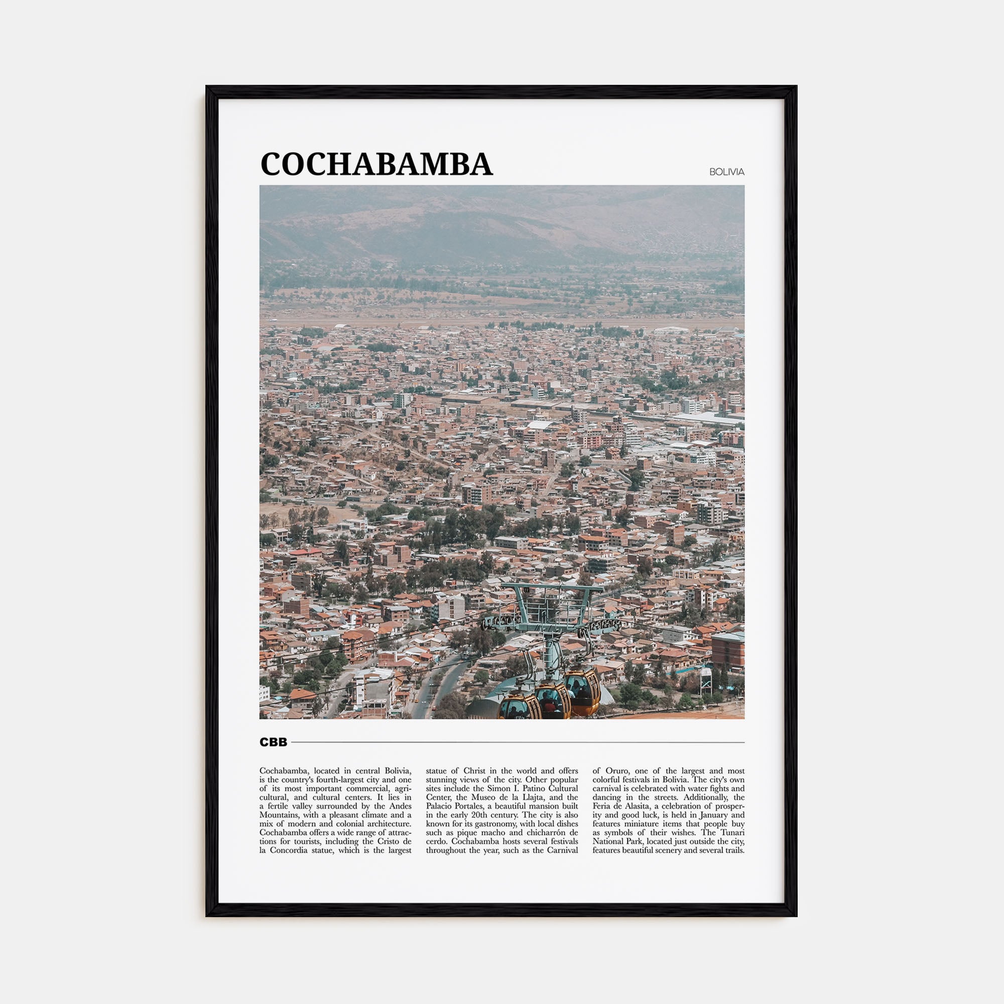 Cochabamba Travel Color Poster