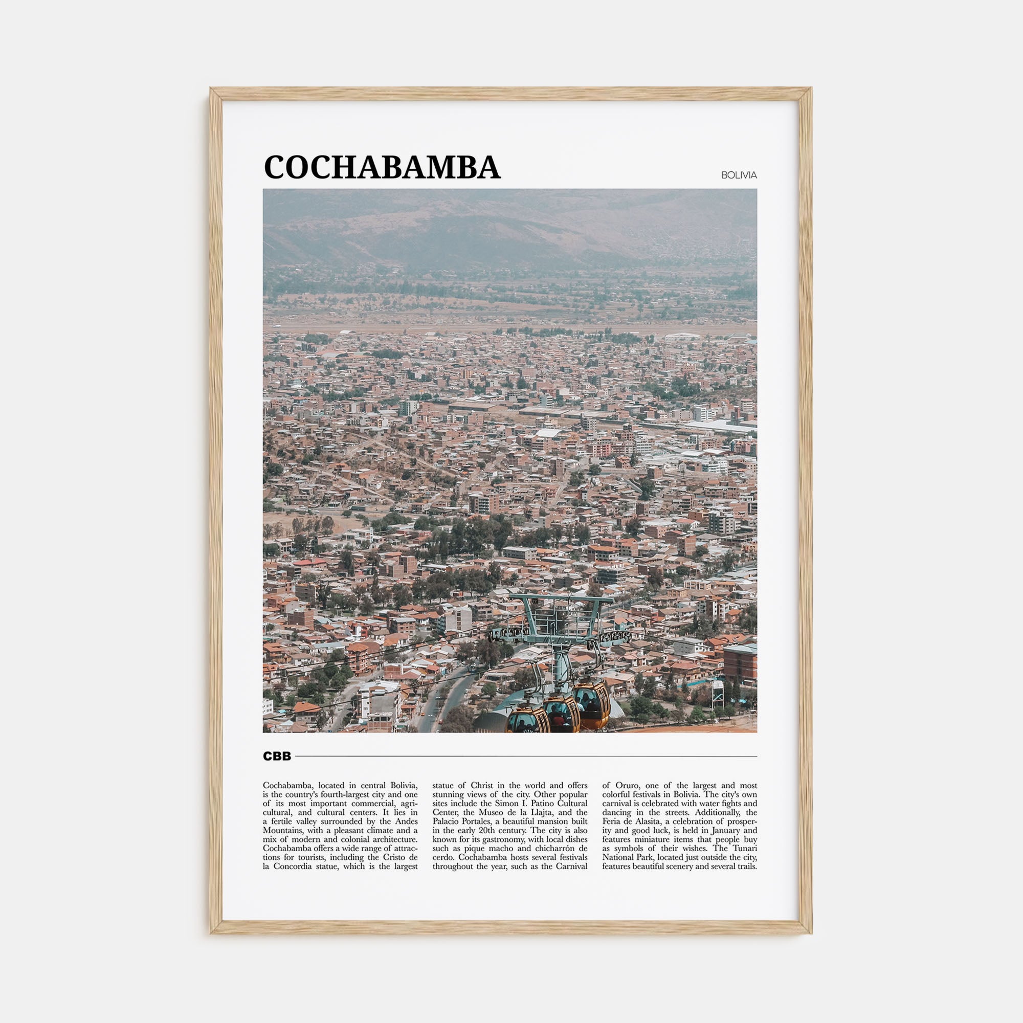 Cochabamba Travel Color Poster
