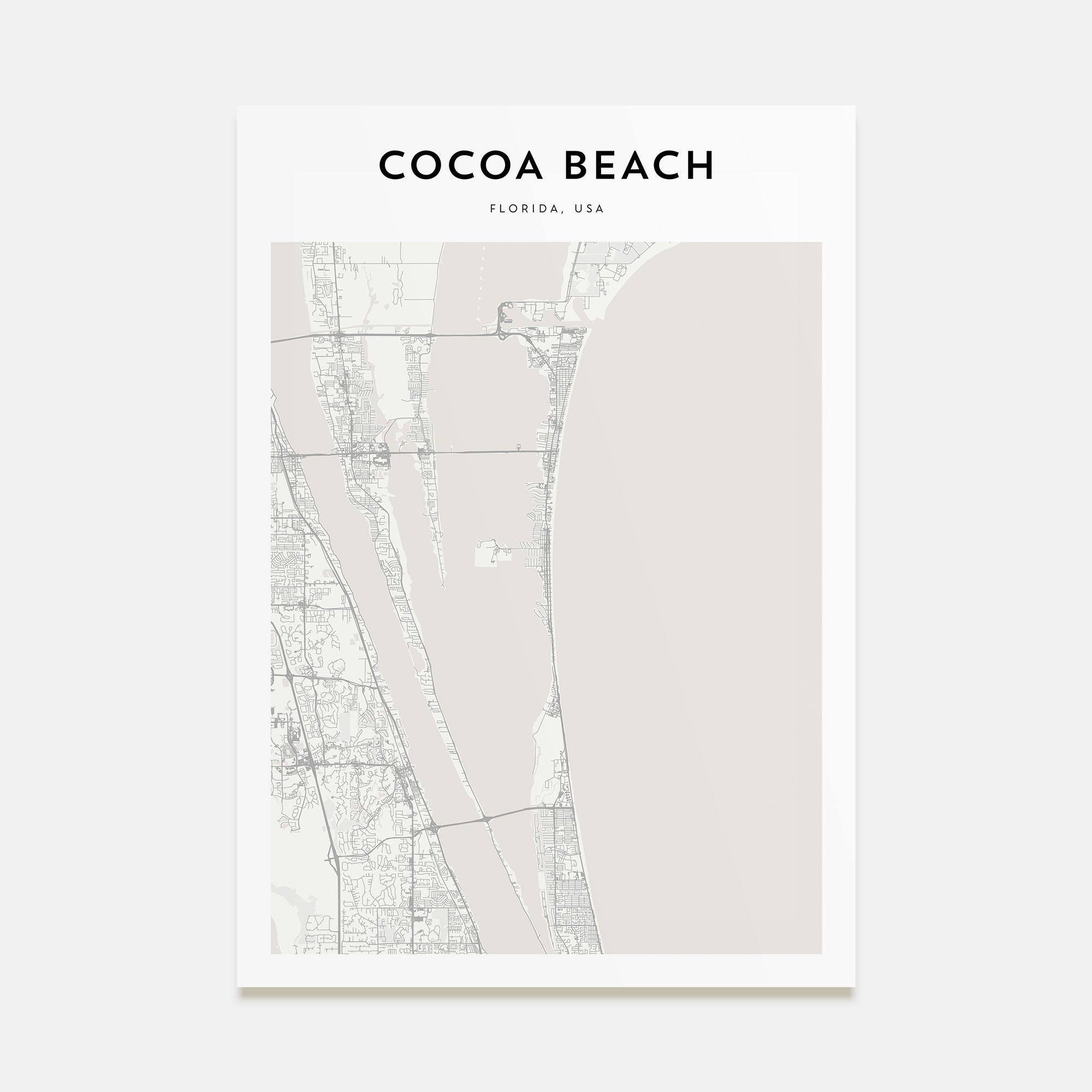 Cocoa Beach Map Portrait Poster