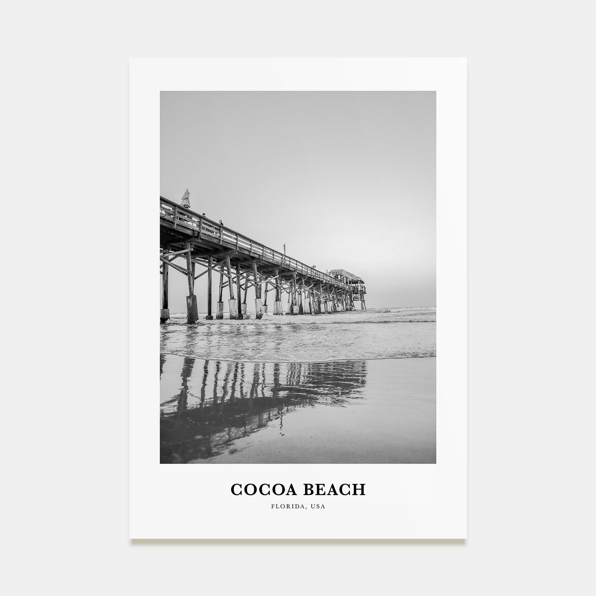 Cocoa Beach Portrait B&W Poster