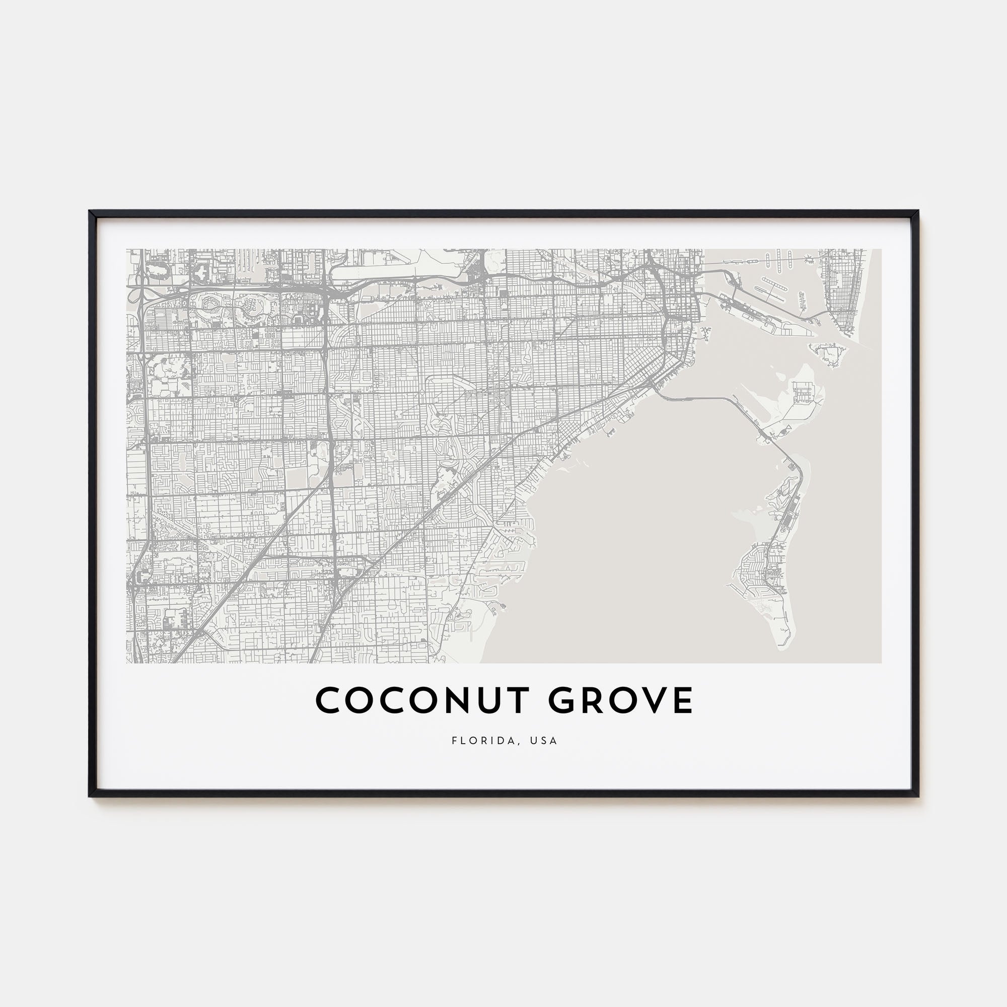 Coconut Grove Map Landscape Poster