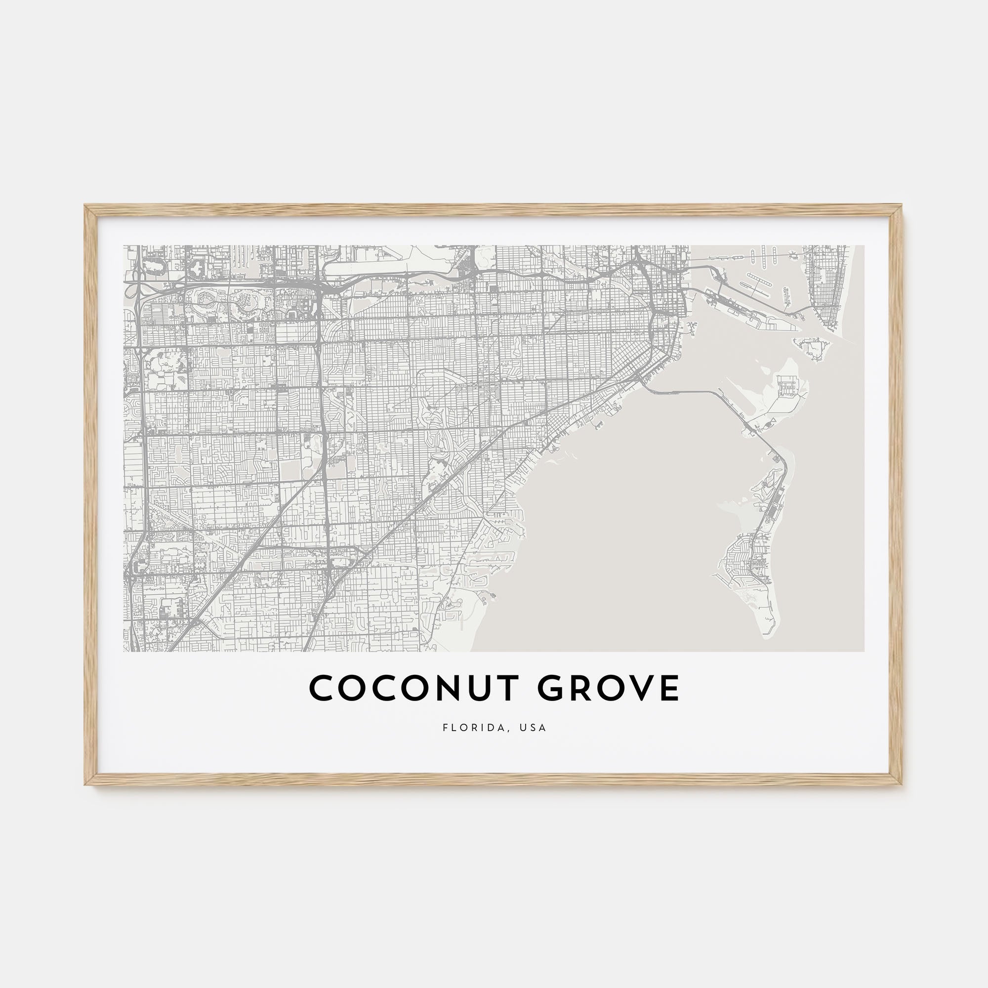 Coconut Grove Map Landscape Poster