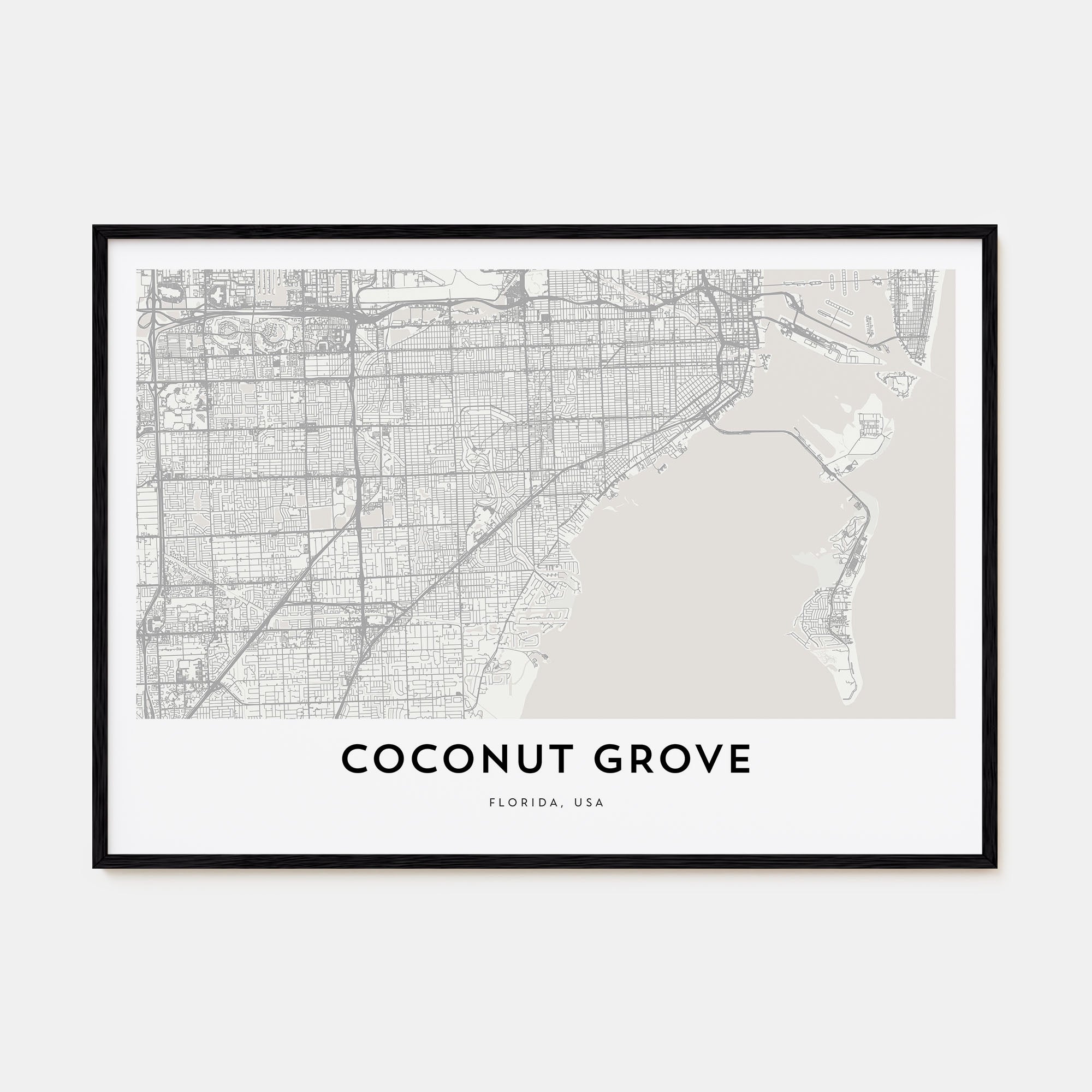 Coconut Grove Map Landscape Poster