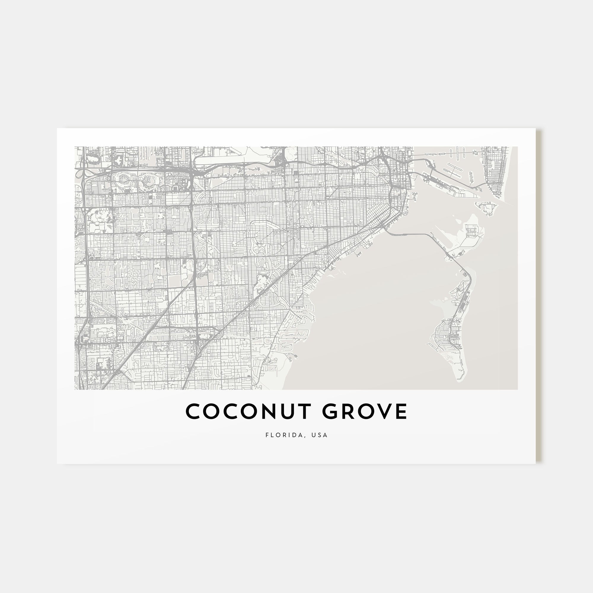 Coconut Grove Map Landscape Poster