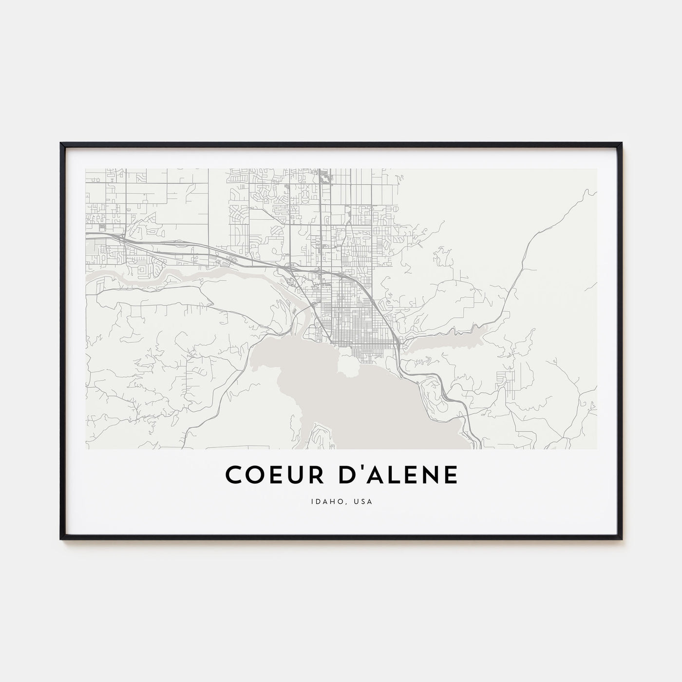 Coeur d'Alene Map Landscape Poster