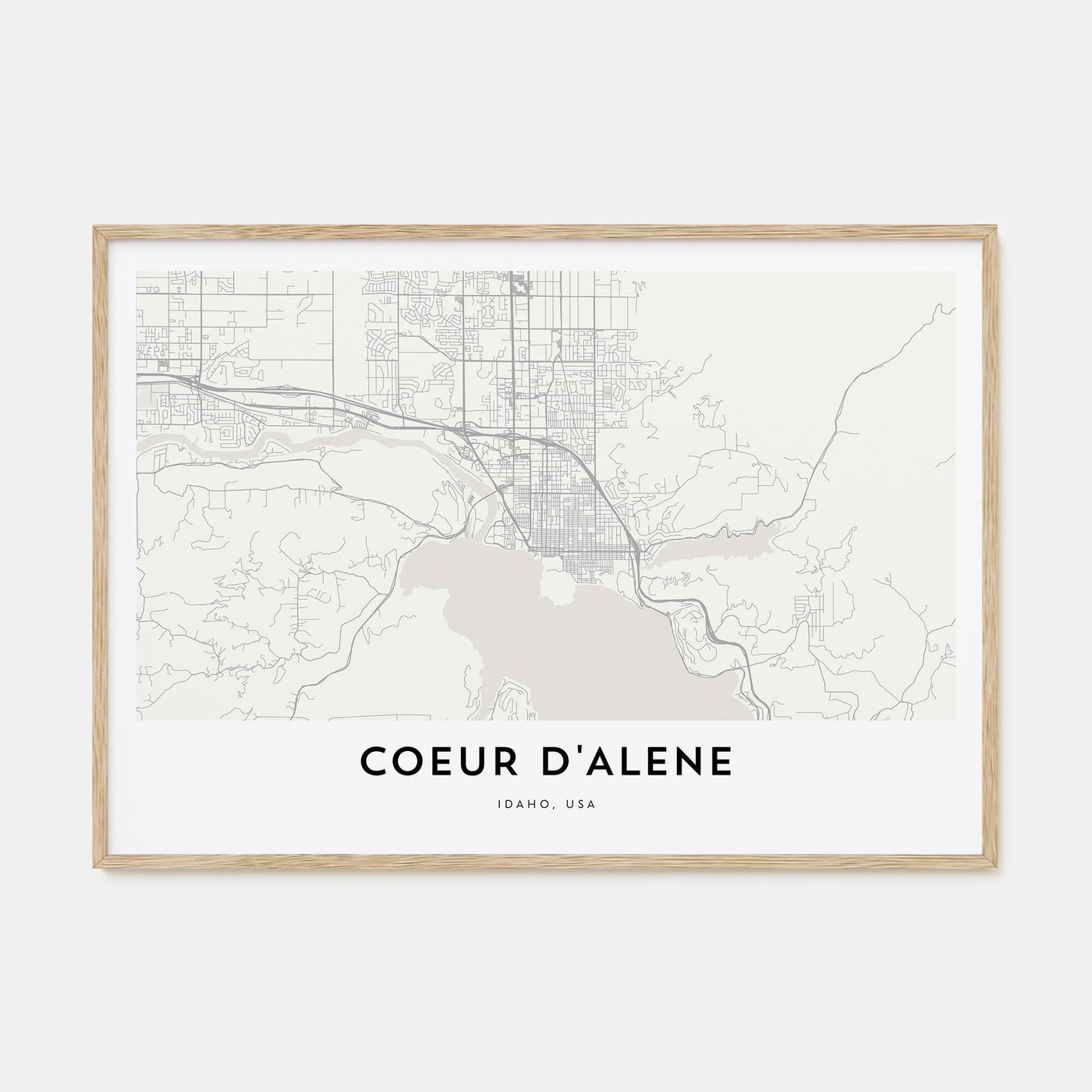 Coeur d'Alene Map Landscape Poster