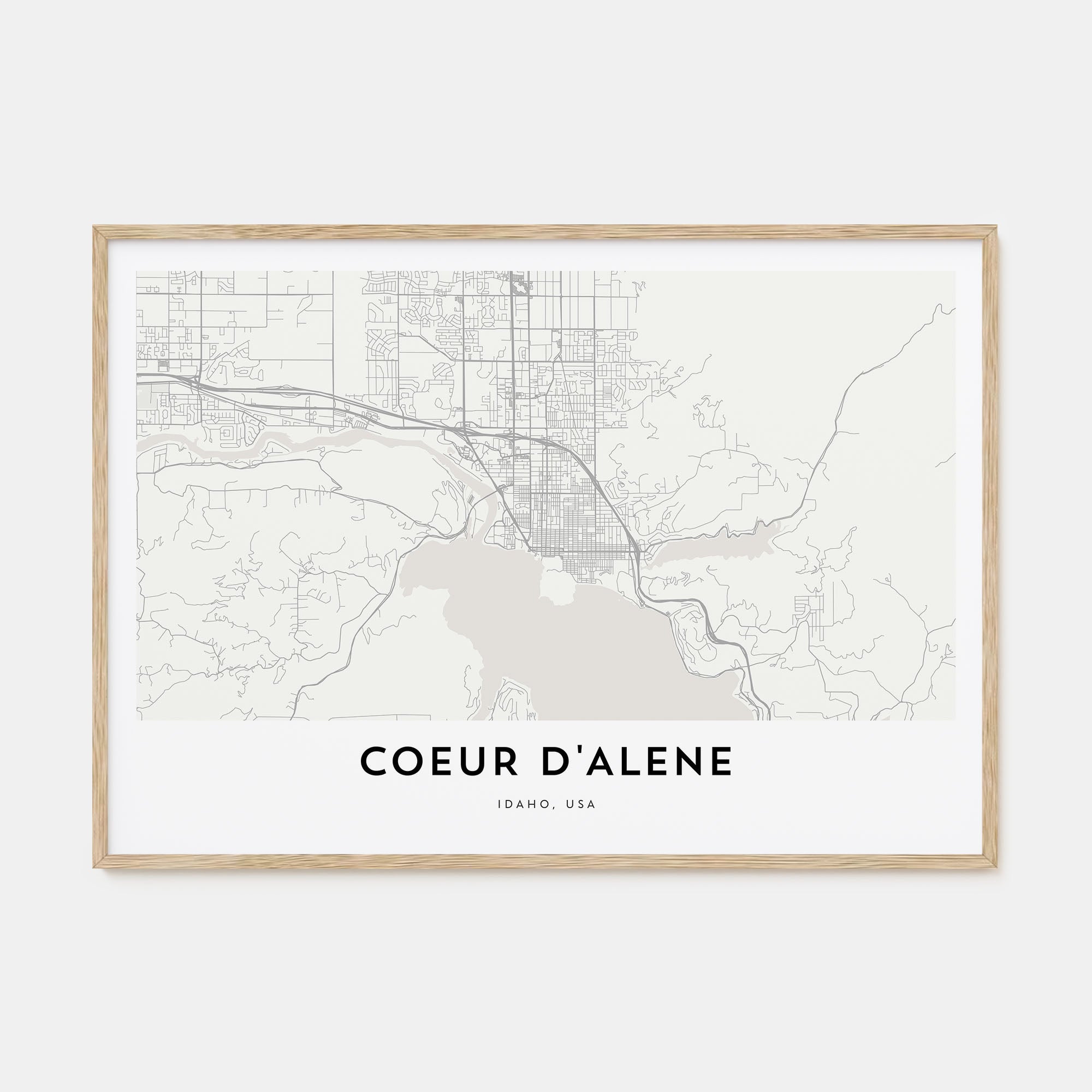 Coeur d'Alene Map Landscape Poster