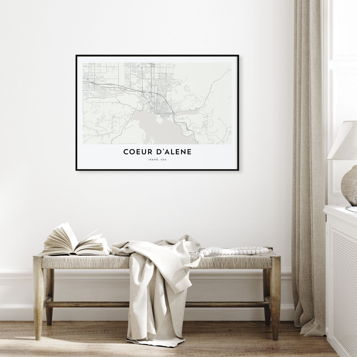 Coeur d'Alene Map Landscape Poster