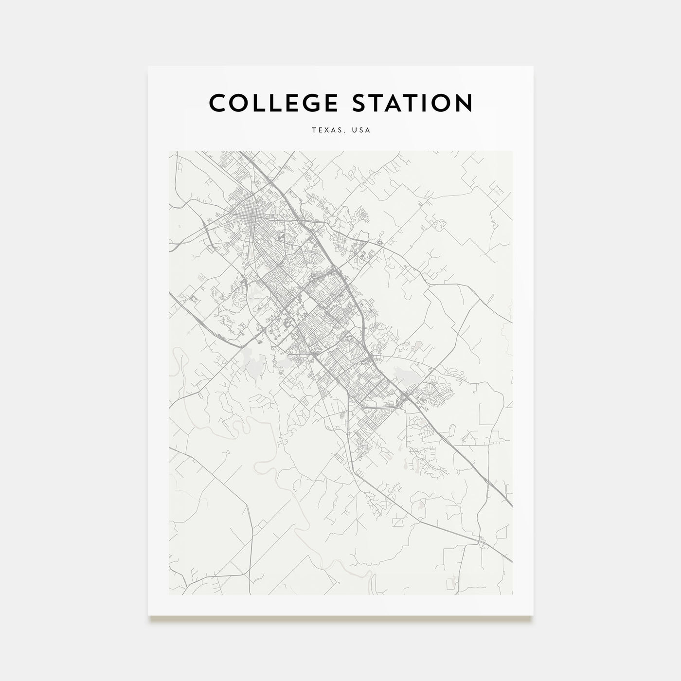 College Station Map Portrait Poster