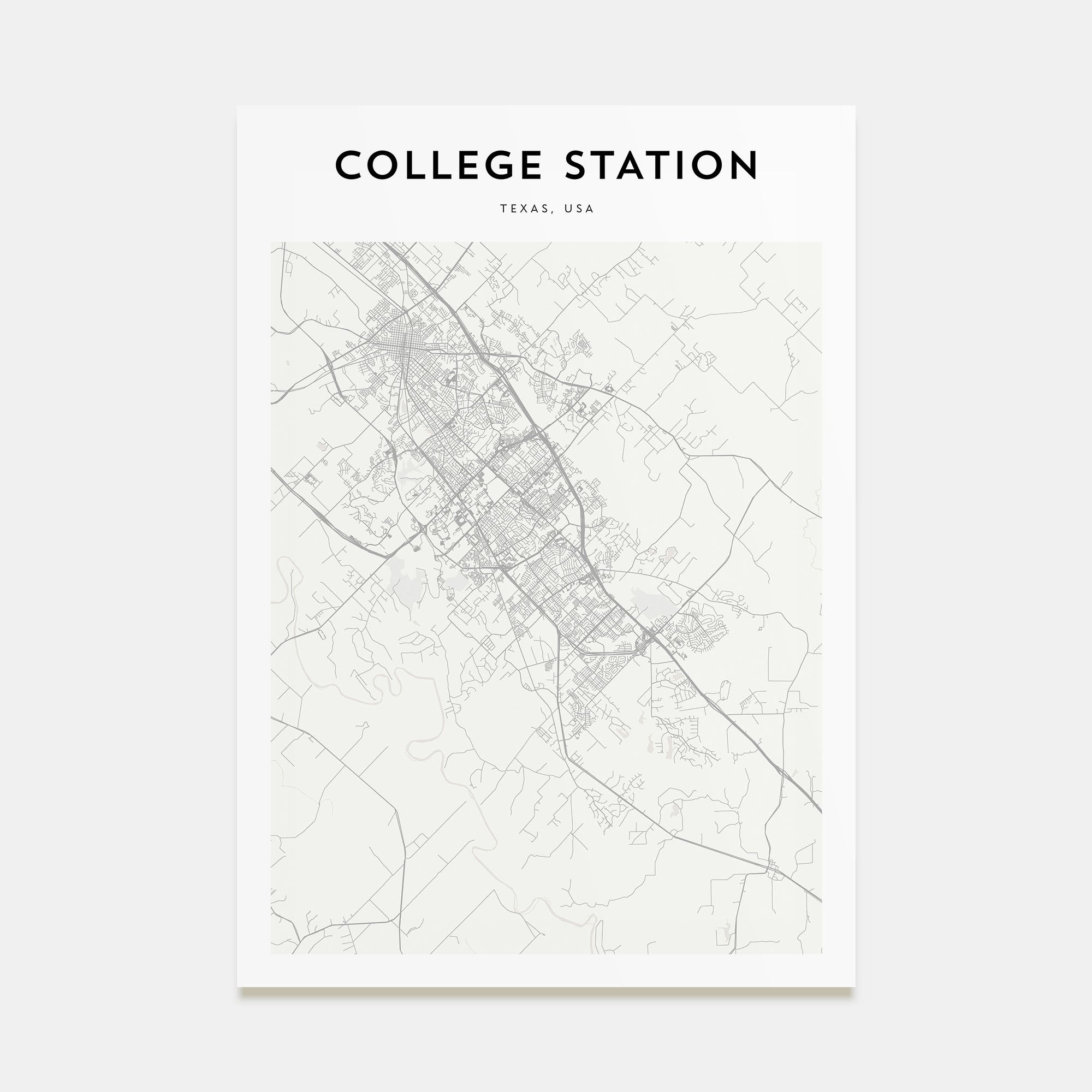 College Station Map Portrait Poster