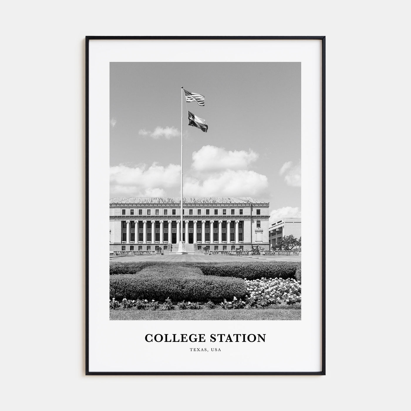College Station Portrait B&W Poster