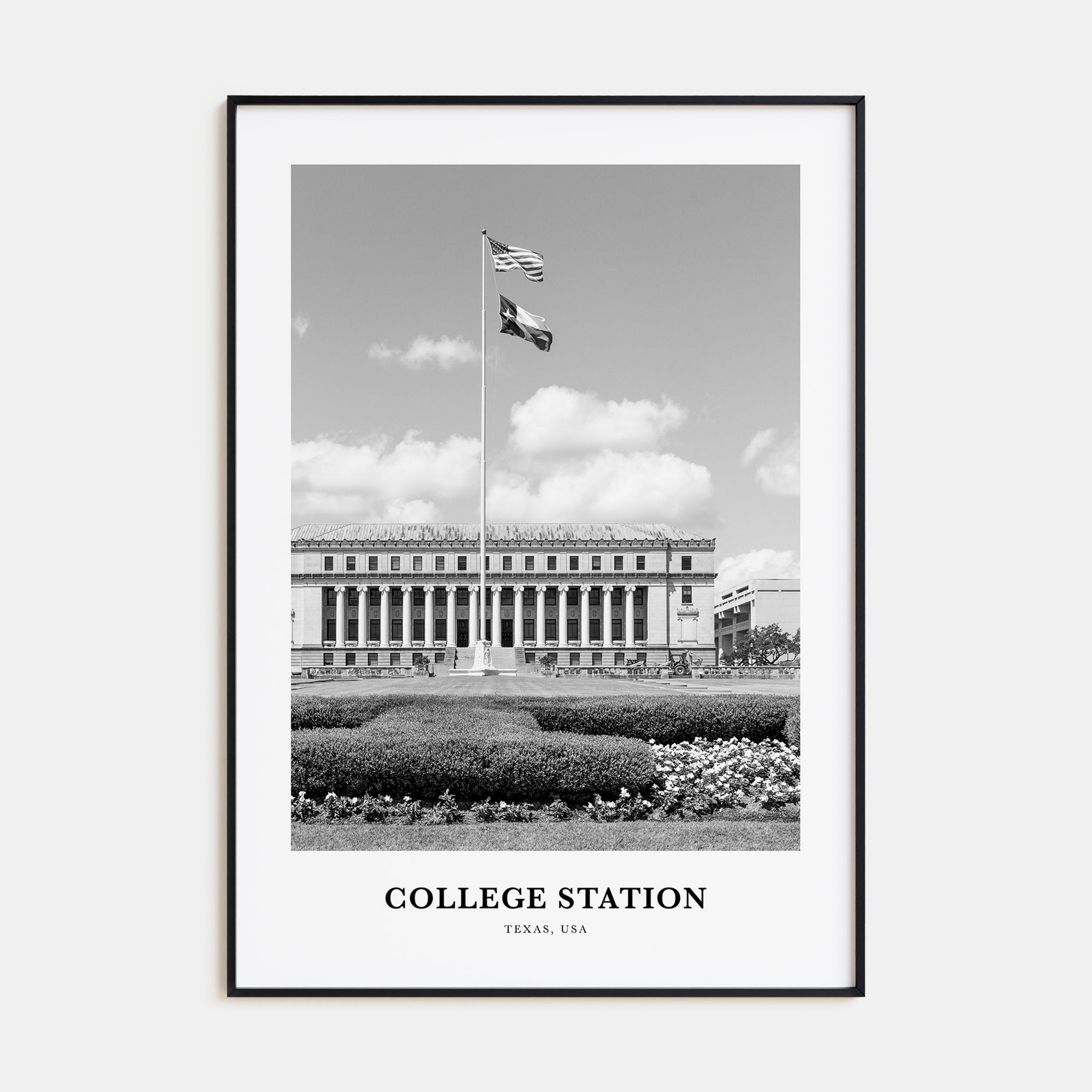 College Station Portrait B&W Poster