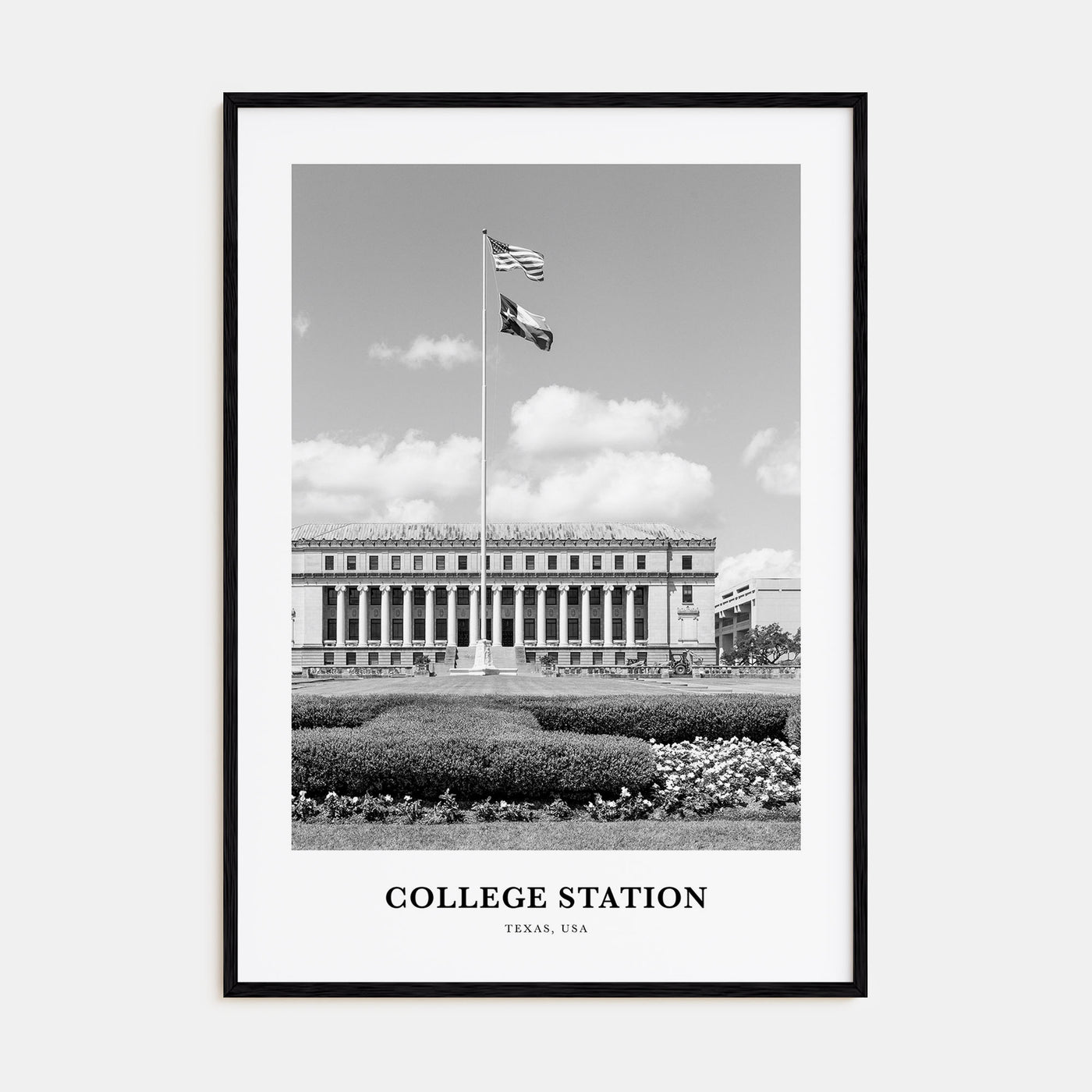 College Station Portrait B&W Poster
