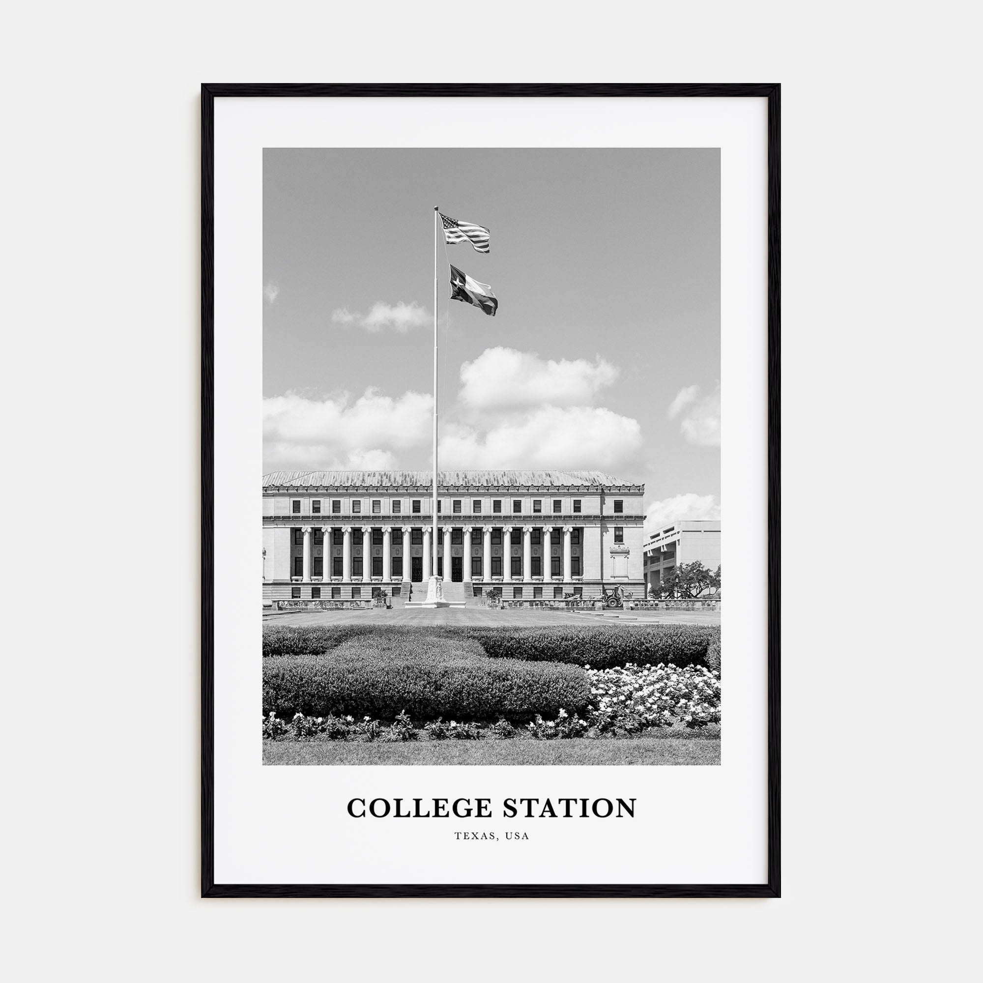 College Station Portrait B&W Poster