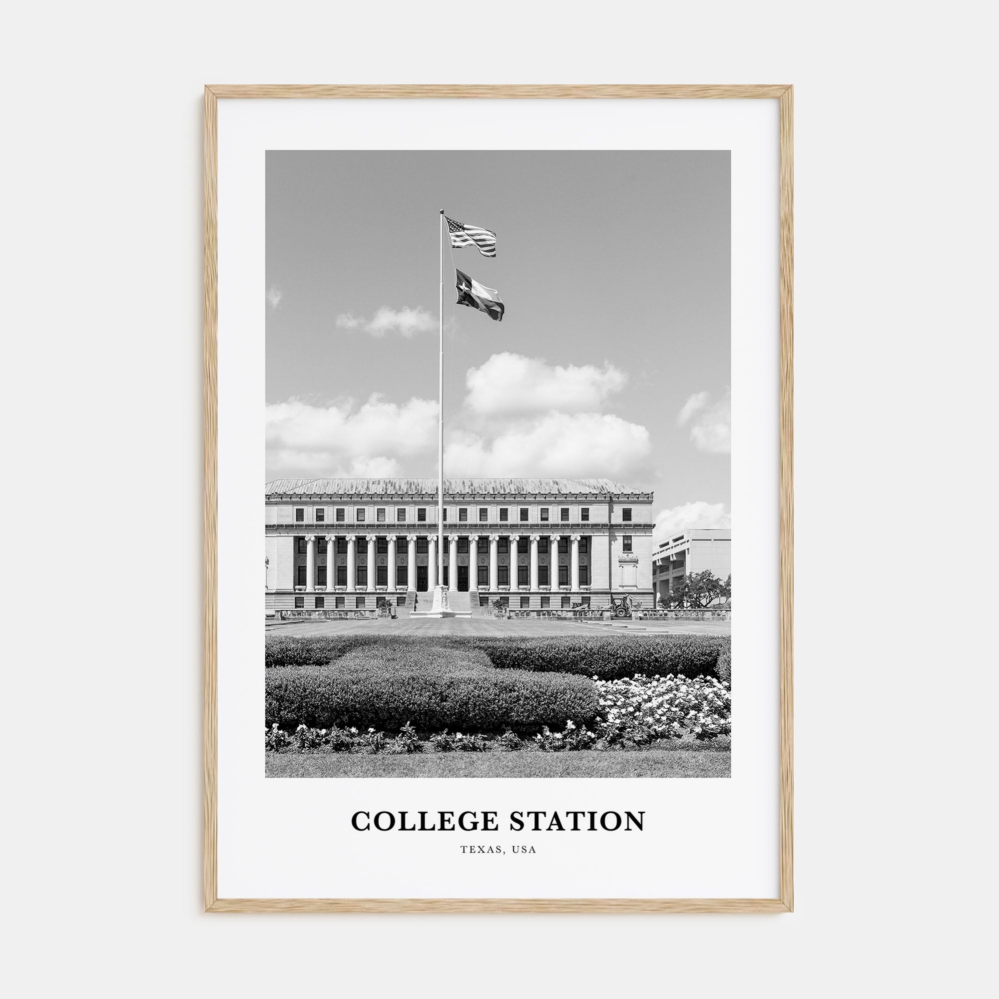 College Station Portrait B&W Poster