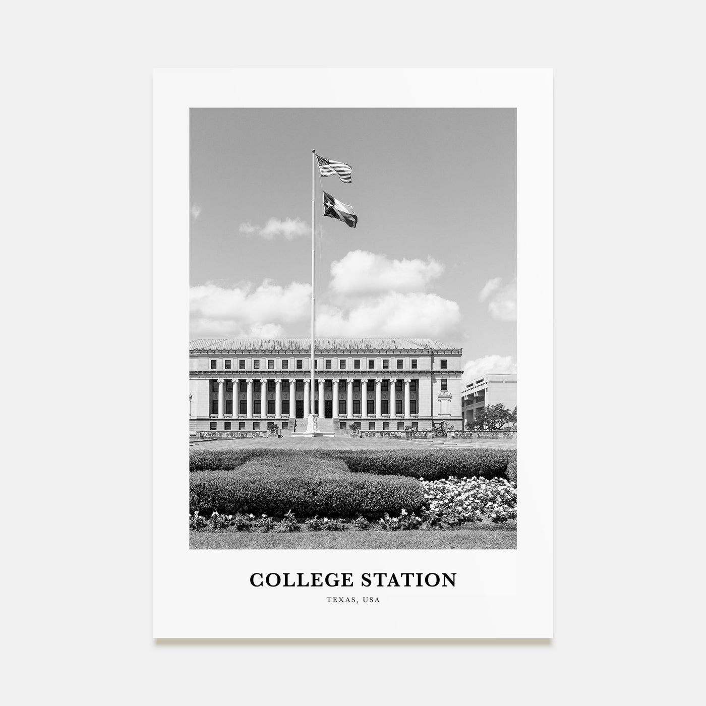 College Station Portrait B&W Poster