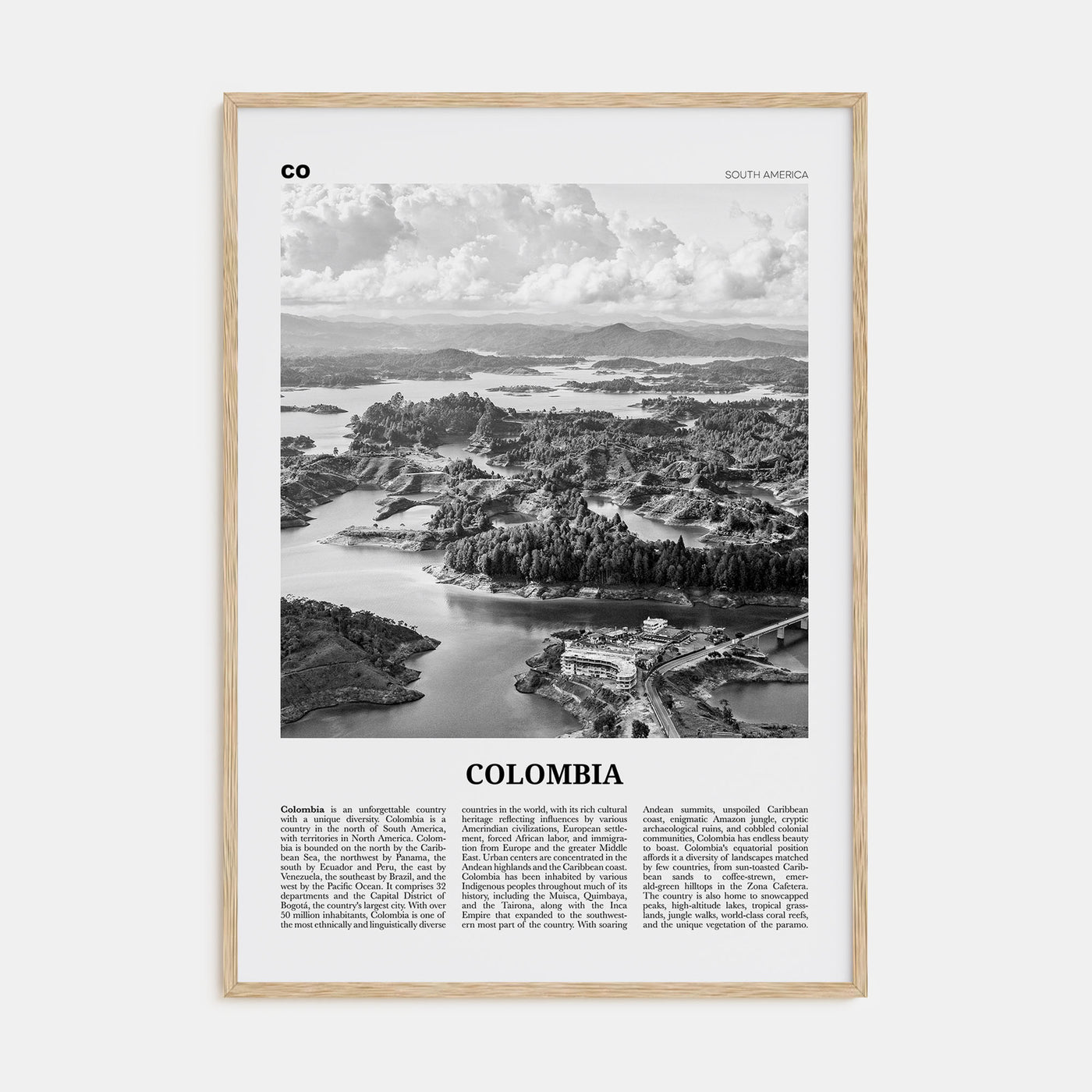 Colombia Travel B&W No 1 Poster