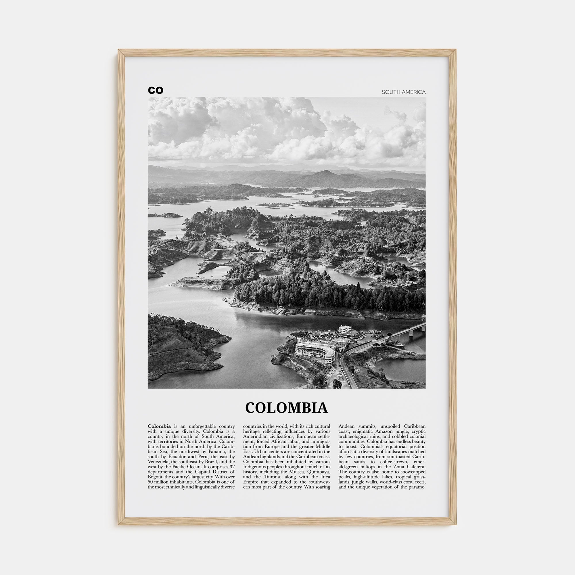 Colombia Travel B&W No 1 Poster