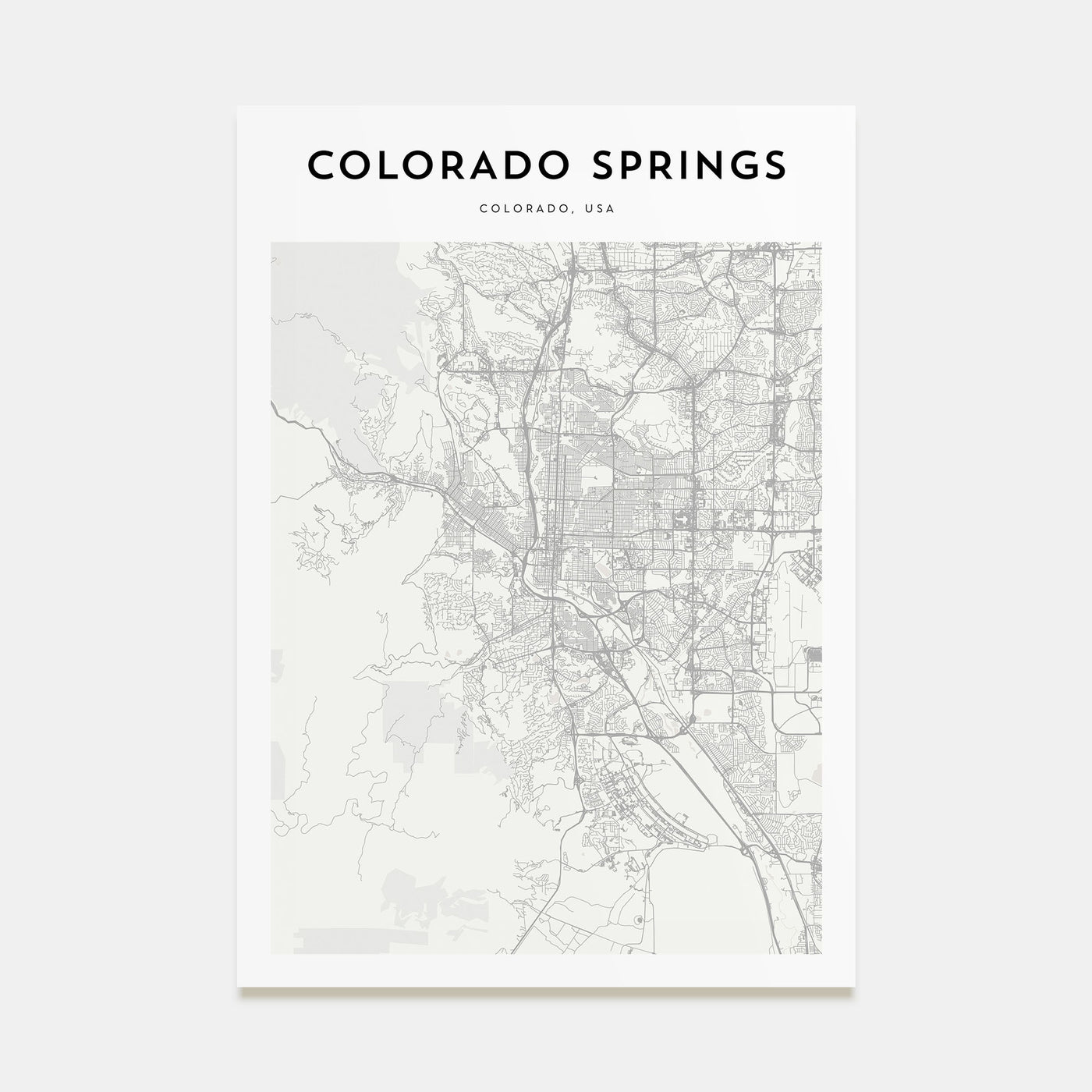 Colorado Springs Map Portrait Poster