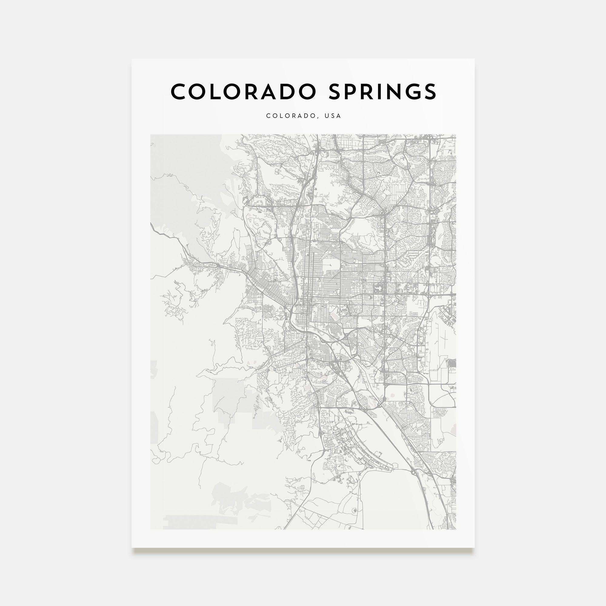 Colorado Springs Map Portrait Poster