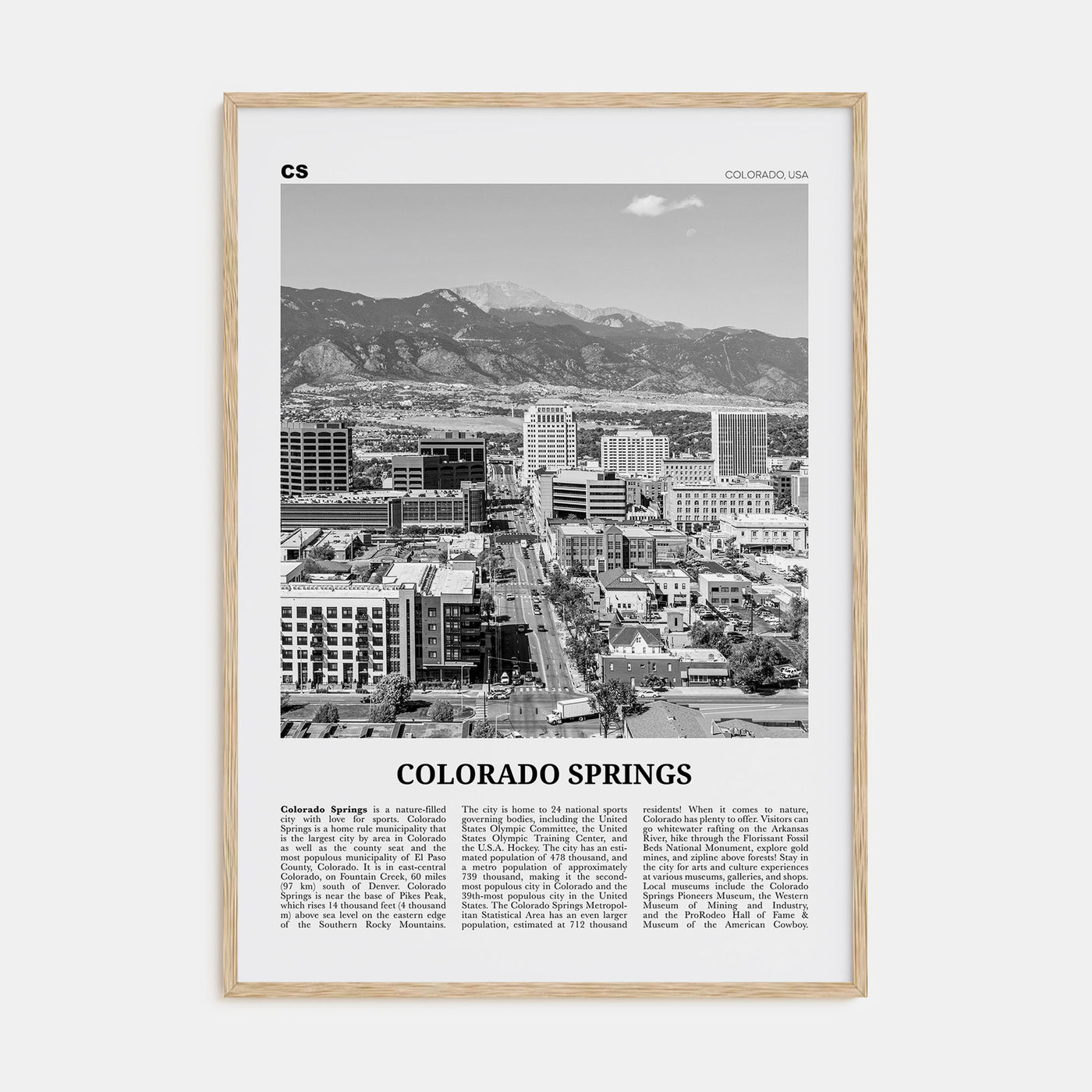 Colorado Springs Travel B&W Poster