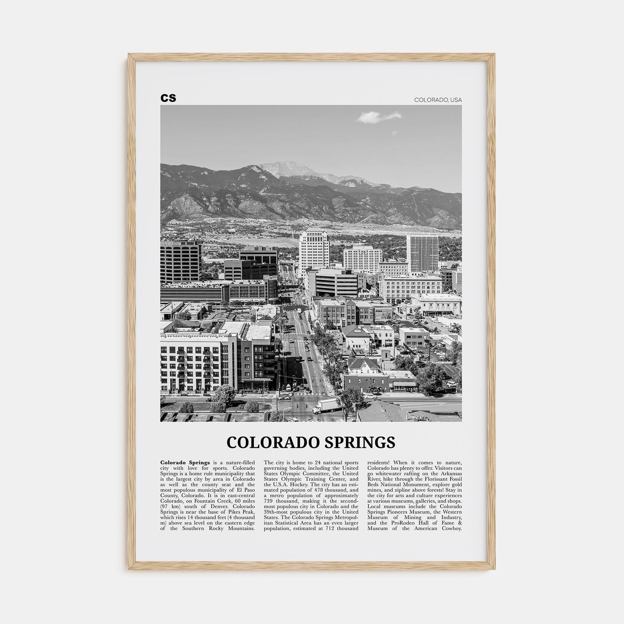 Colorado Springs Travel B&W Poster