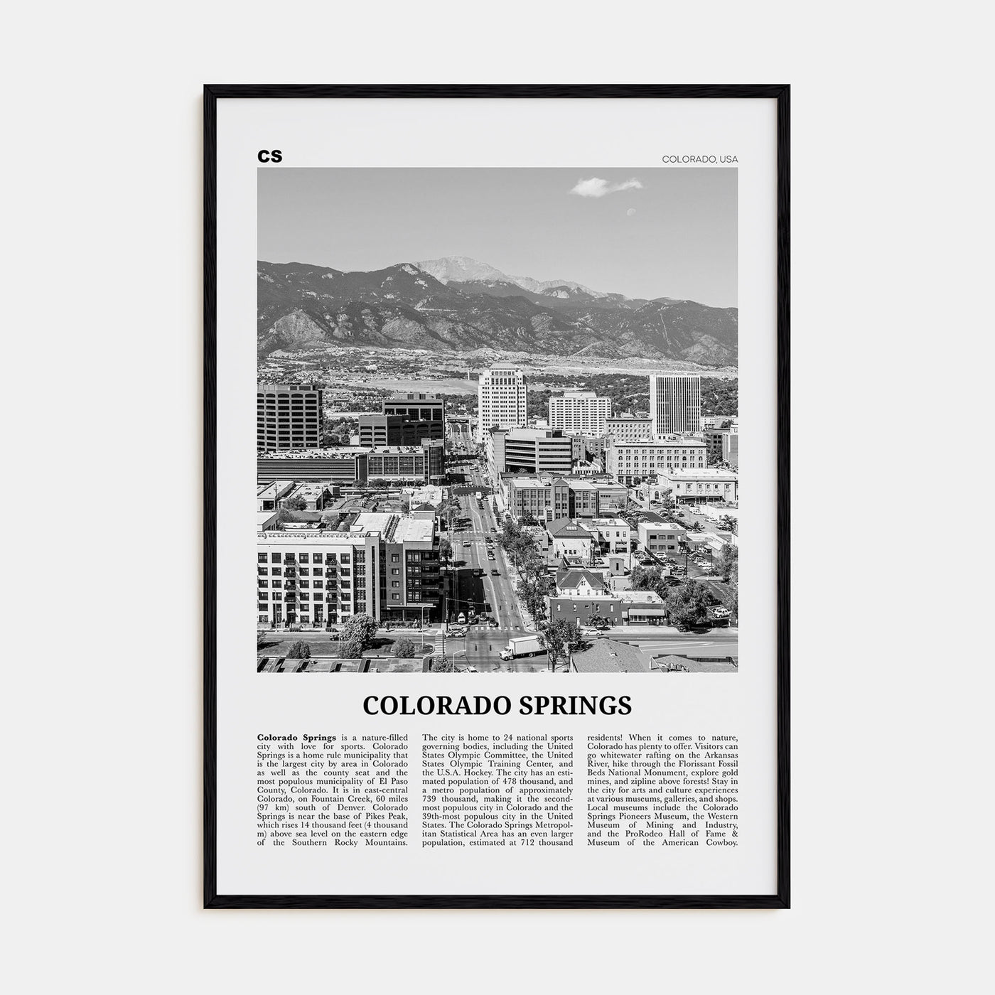 Colorado Springs Travel B&W Poster