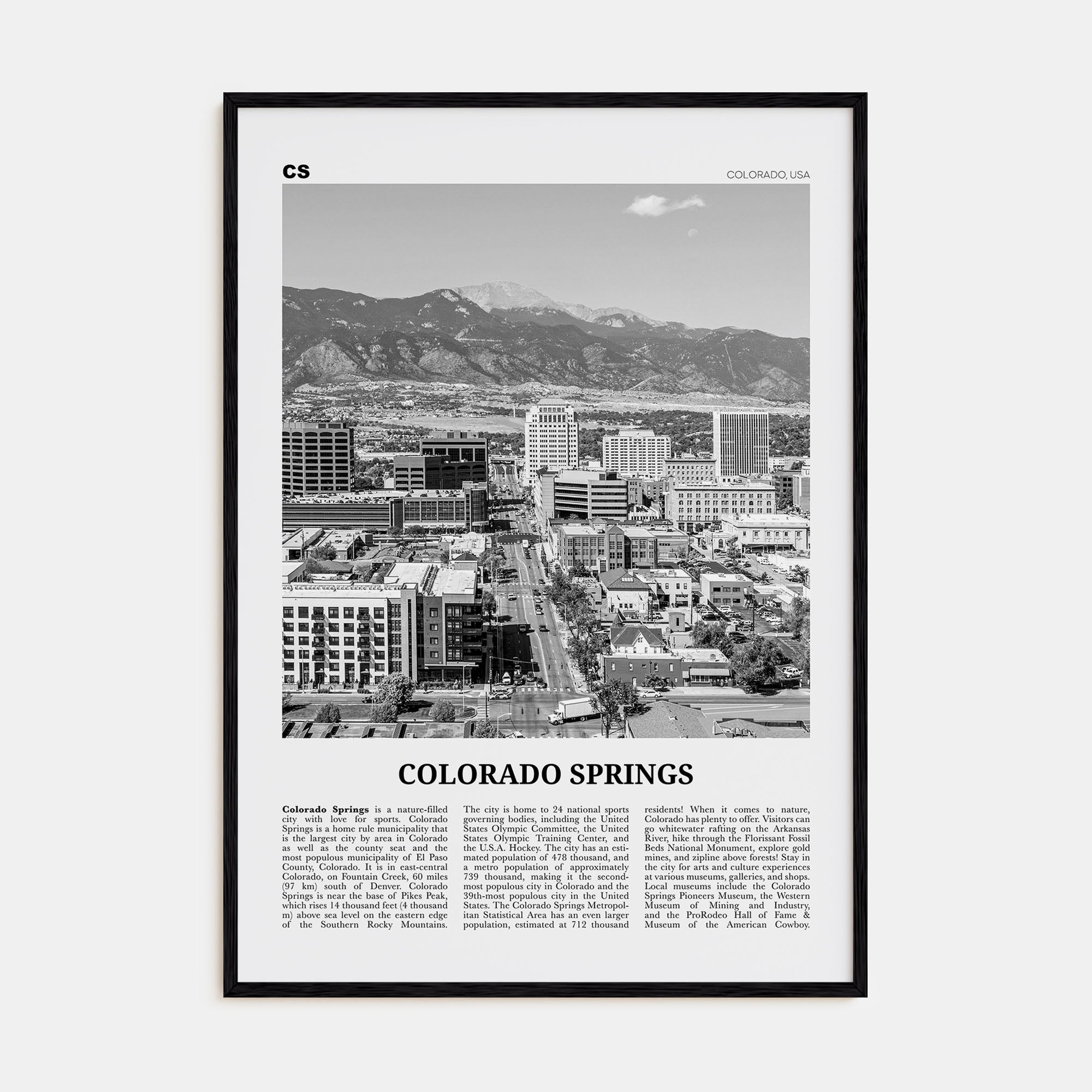 Colorado Springs Travel B&W Poster