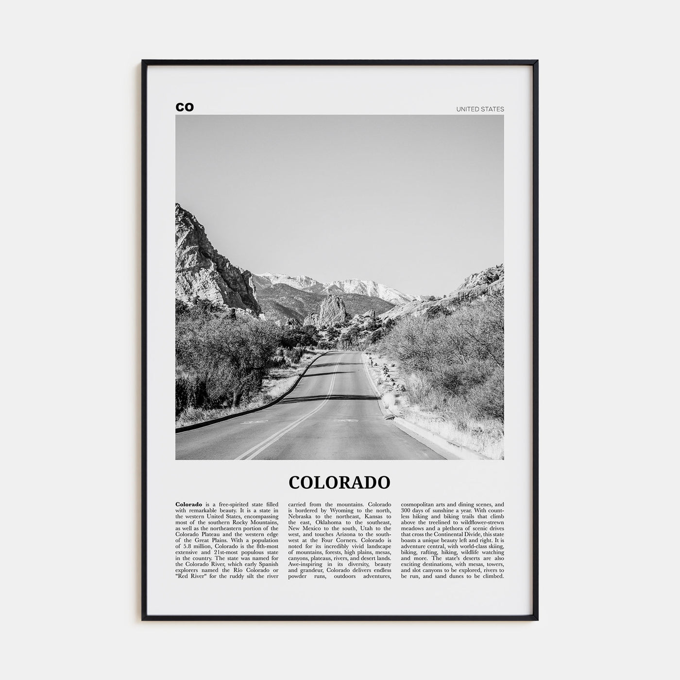 Colorado Travel B&W No 2 Poster