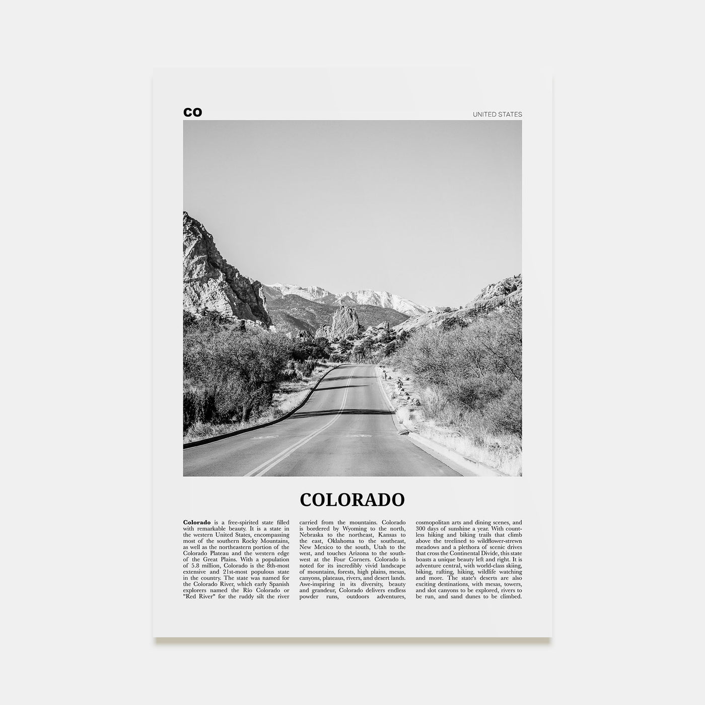 Colorado Travel B&W No 2 Poster