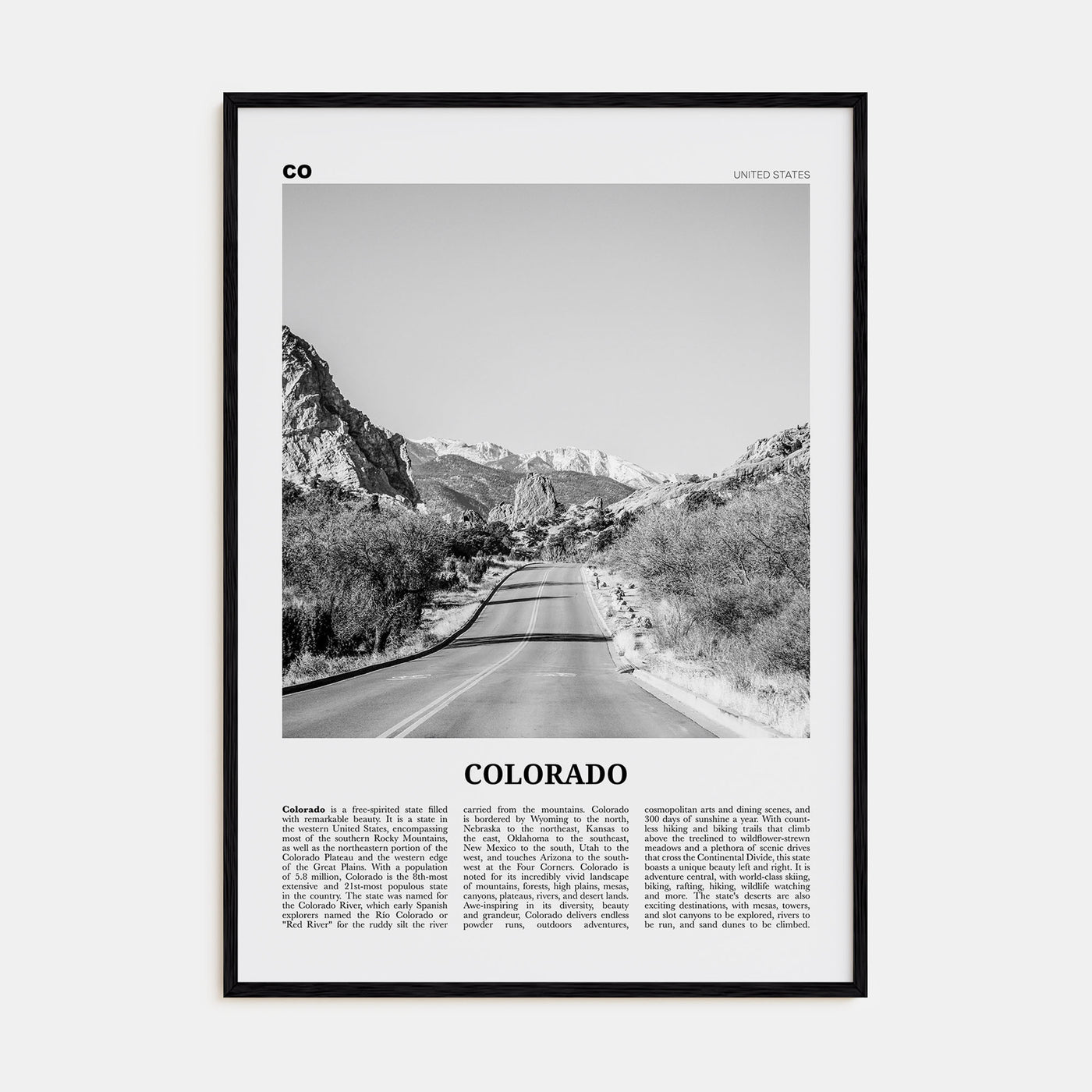 Colorado Travel B&W No 2 Poster