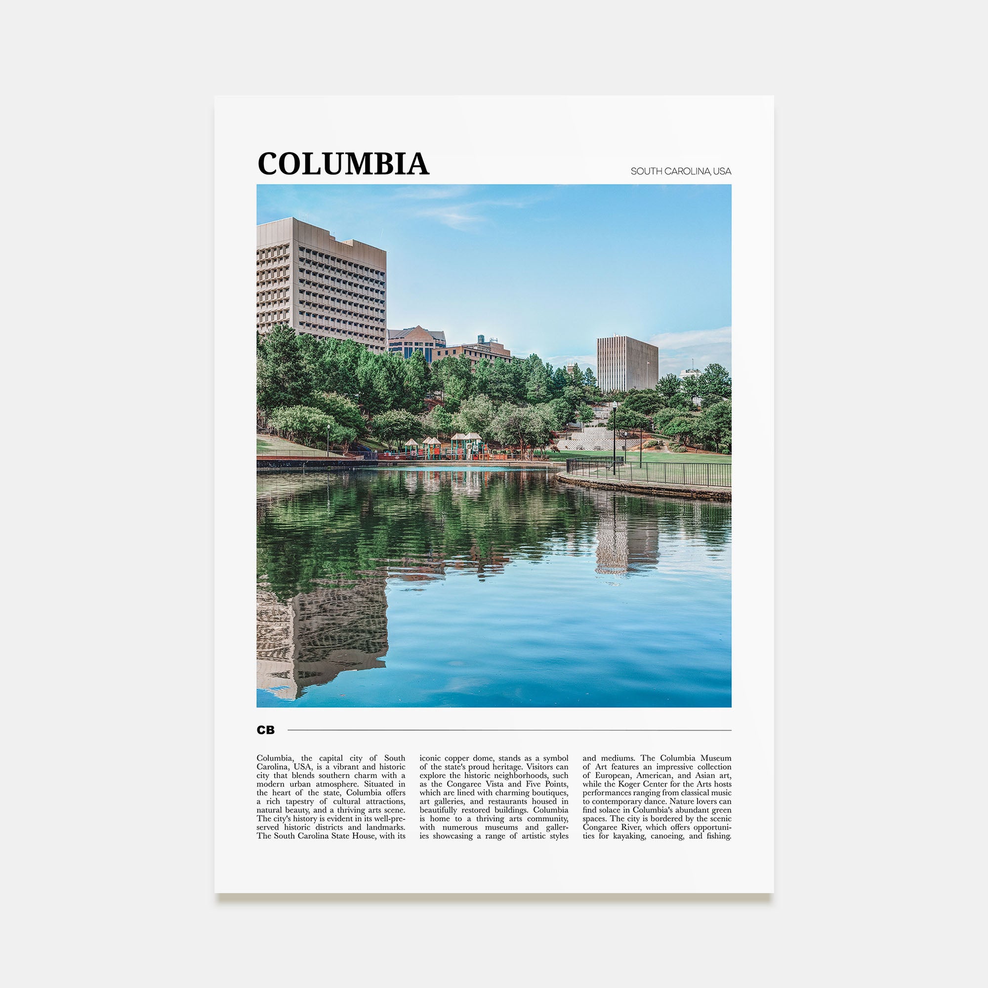 Columbia, South Carolina Travel Color Poster