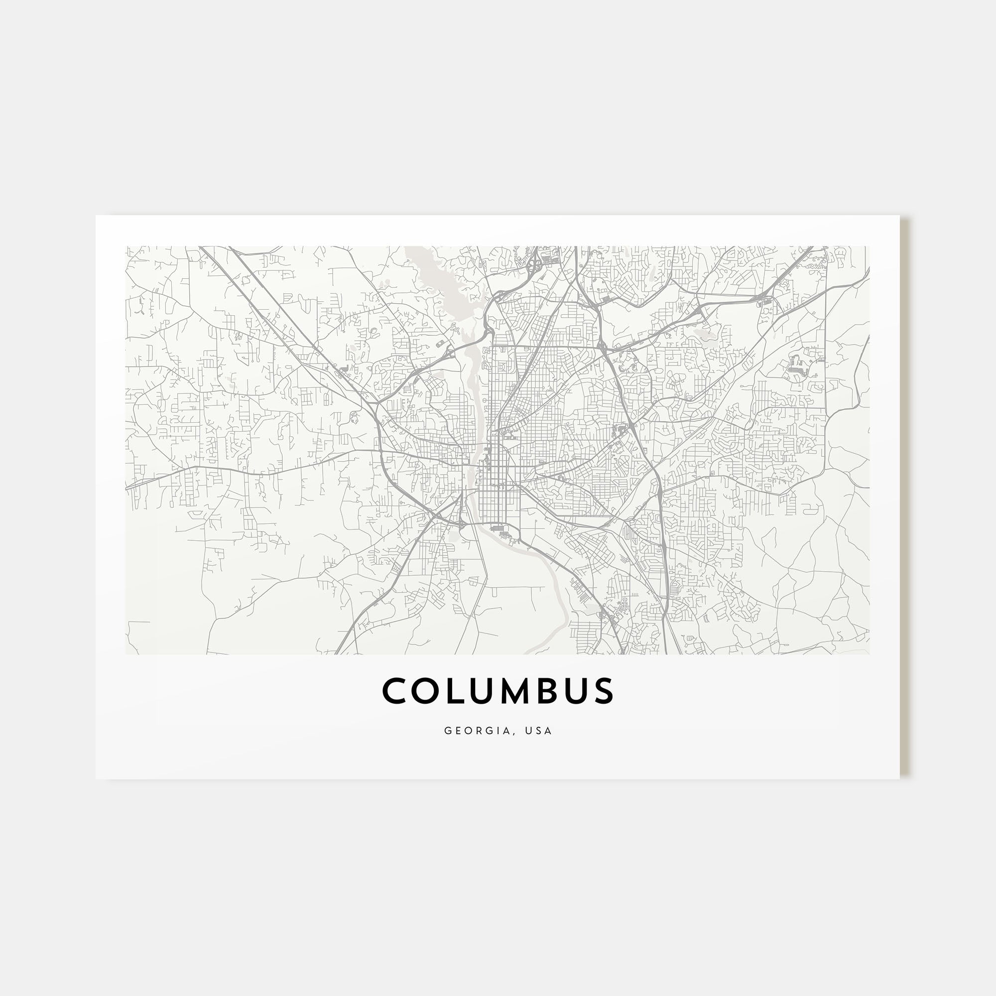 Columbus, Georgia Map Landscape Poster