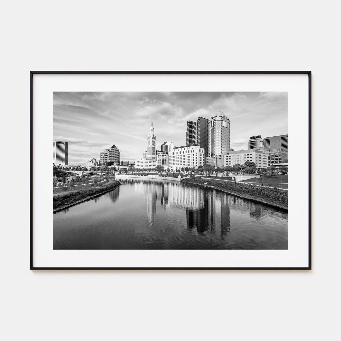 Columbus, Ohio Landscape B&W Poster