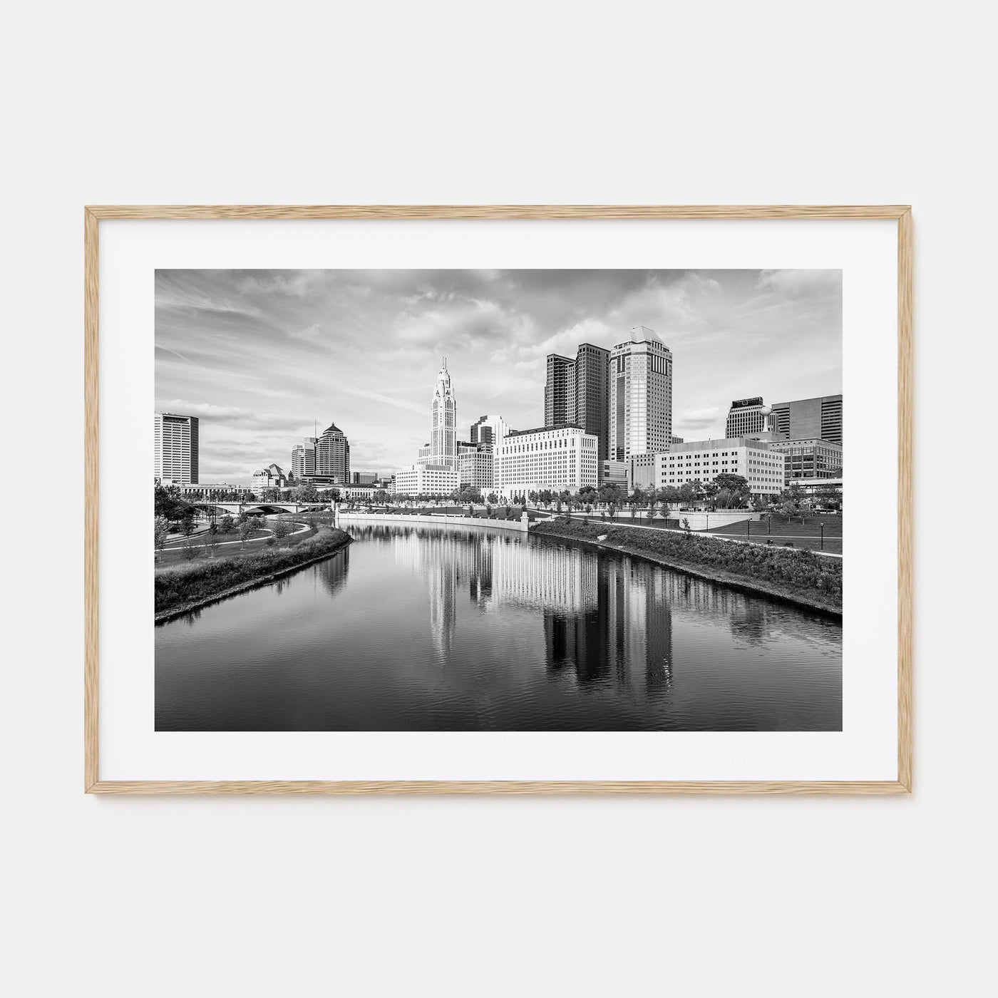 Columbus, Ohio Landscape B&W Poster