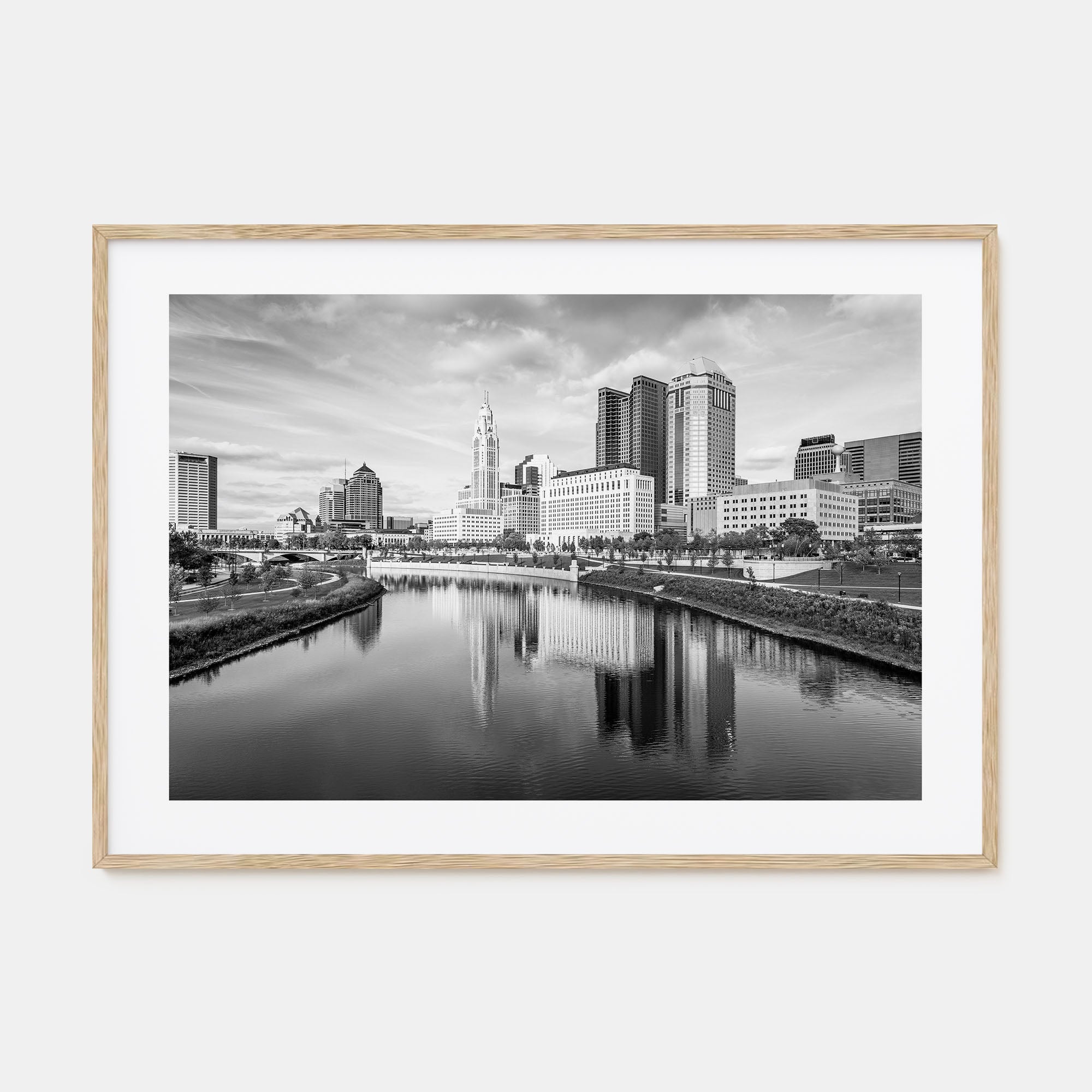 Columbus, Ohio Landscape B&W Poster