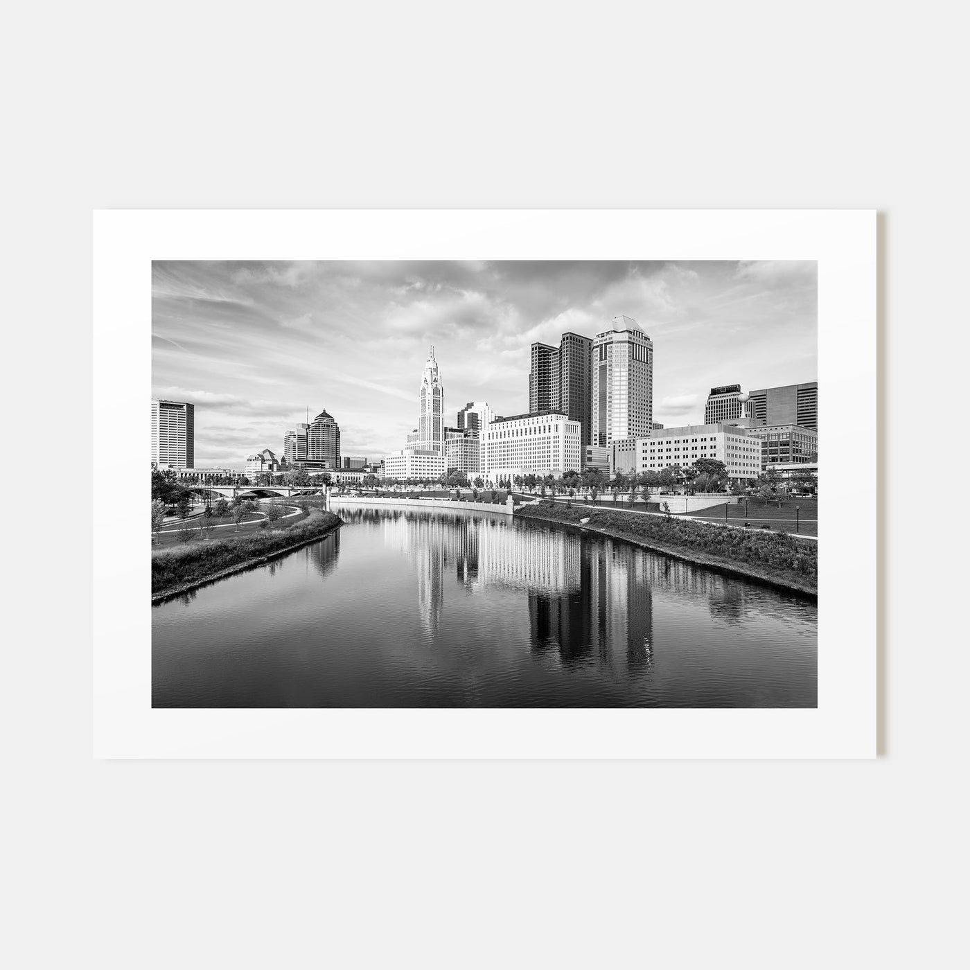 Columbus, Ohio Landscape B&W Poster
