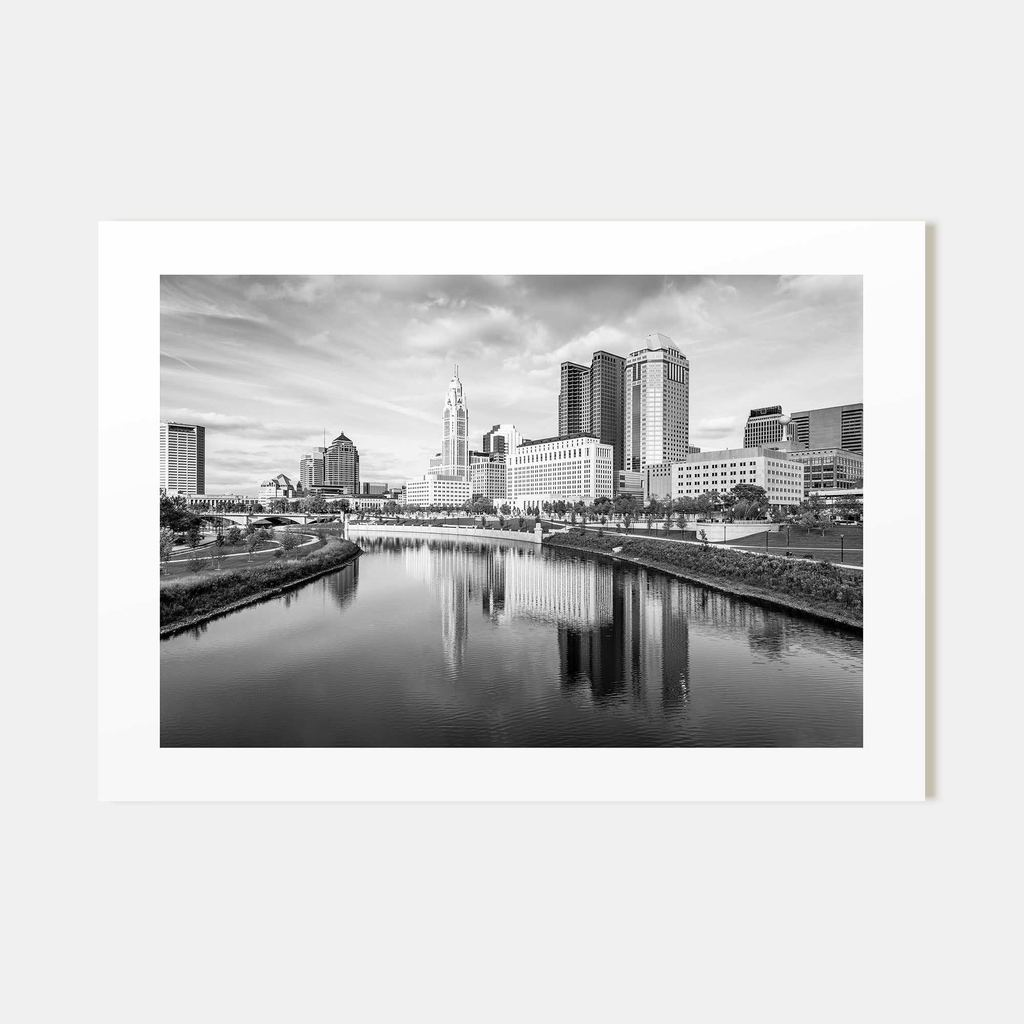 Columbus, Ohio Landscape B&W Poster