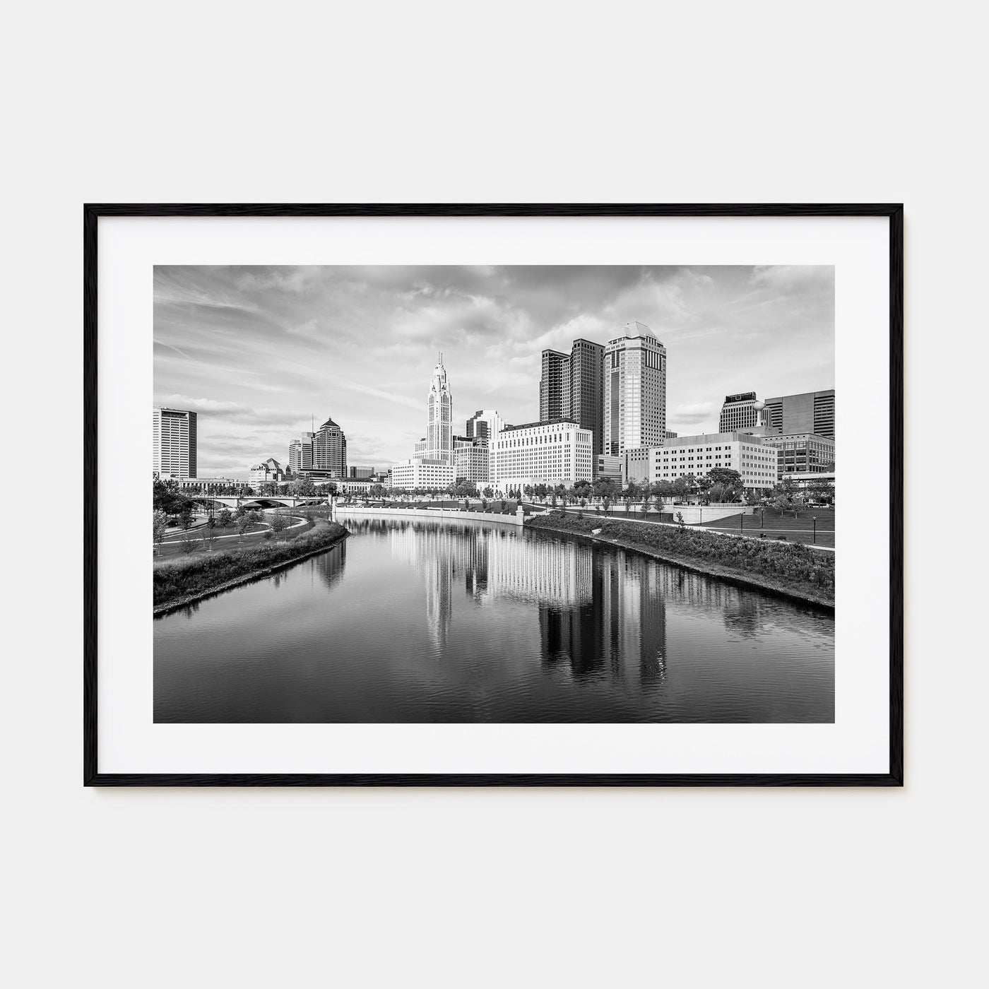 Columbus, Ohio Landscape B&W Poster