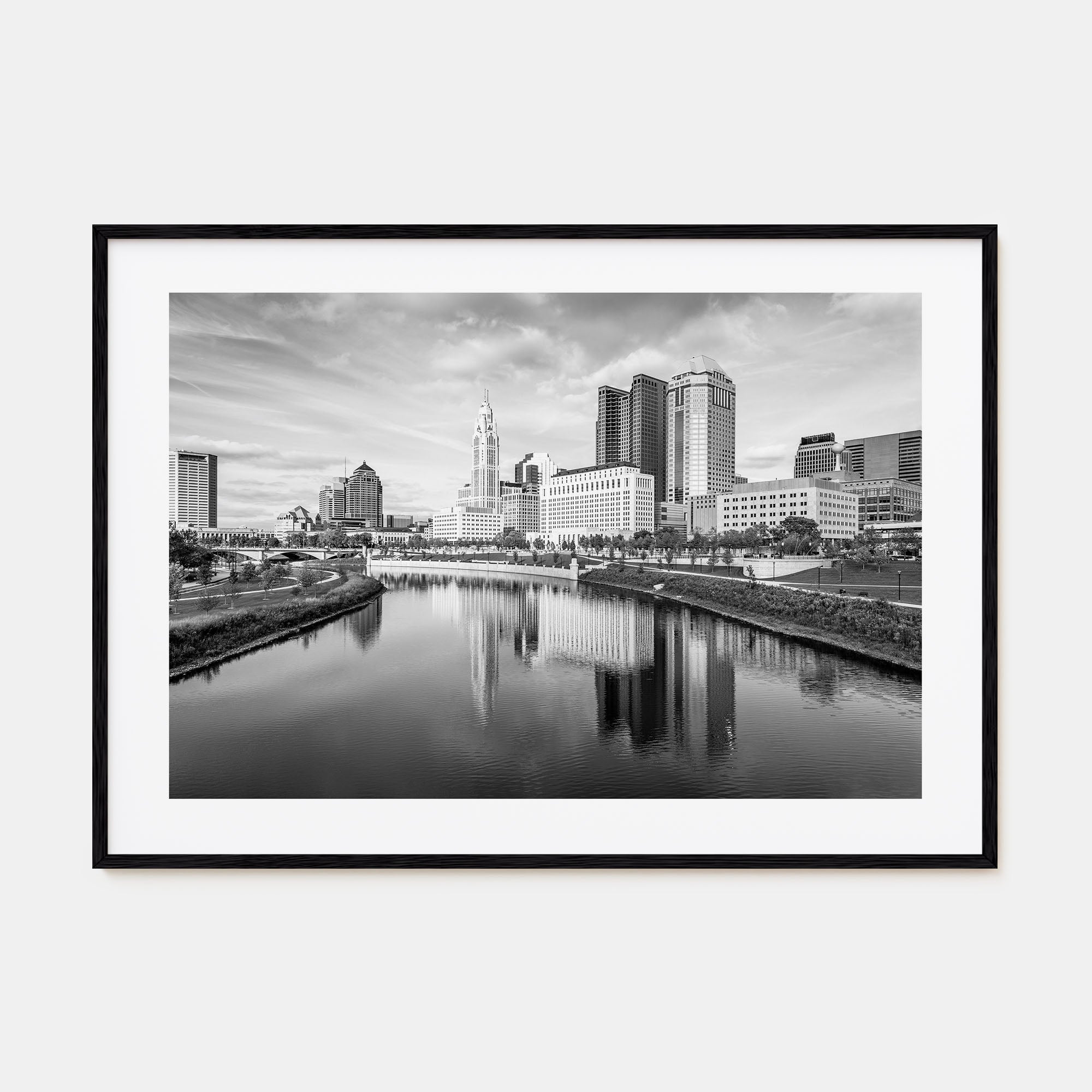 Columbus, Ohio Landscape B&W Poster