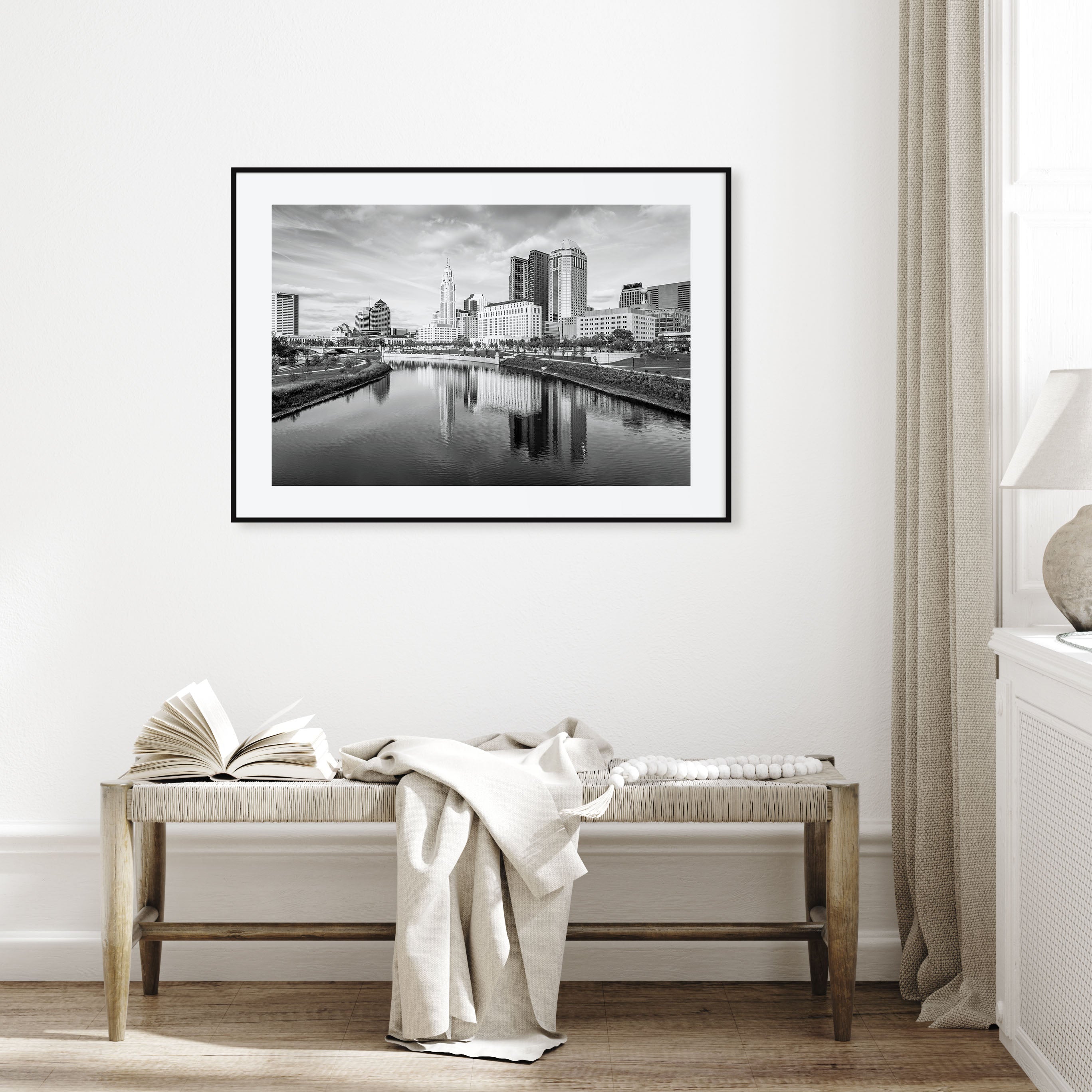Columbus, Ohio Landscape B&W Poster
