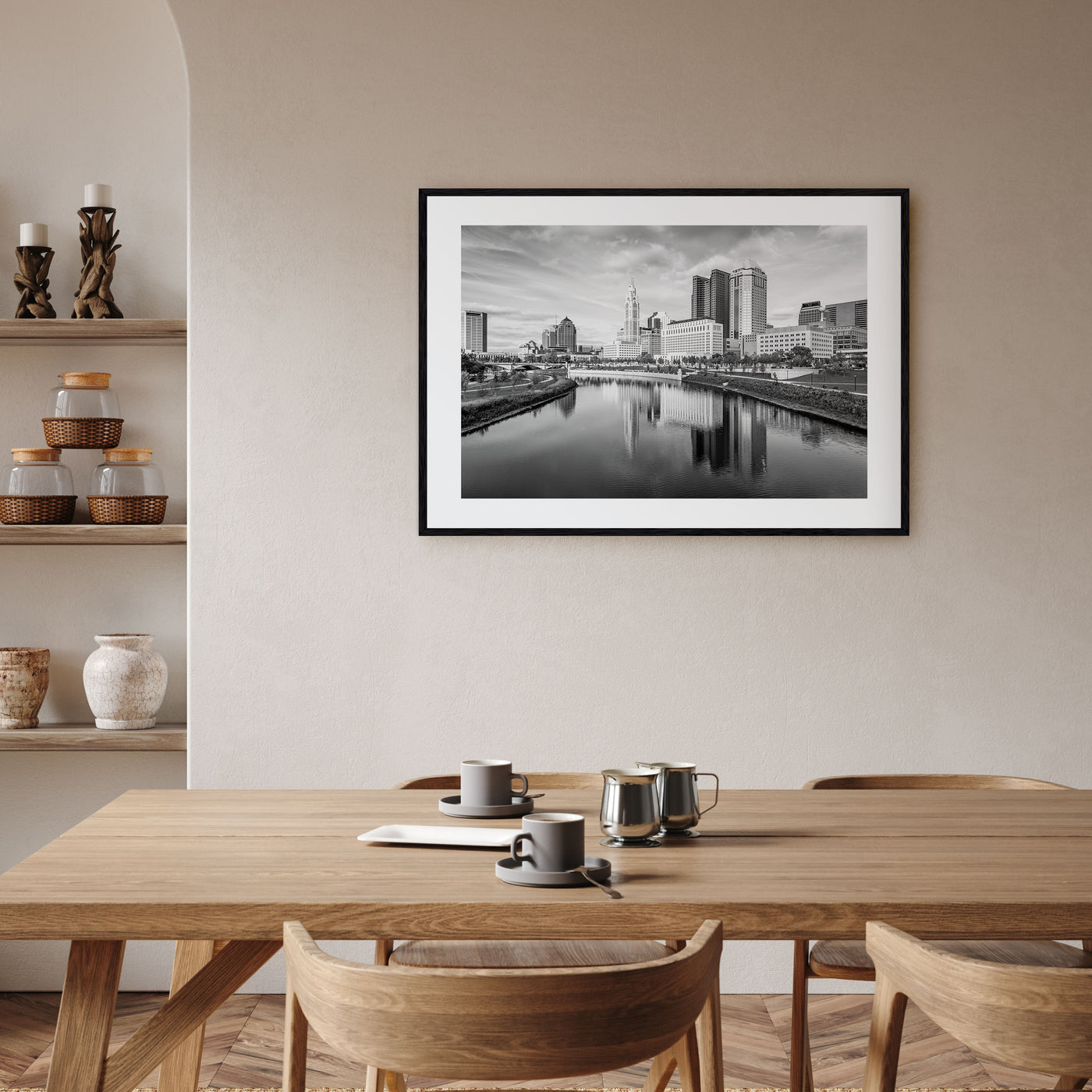 Columbus, Ohio Landscape B&W Poster