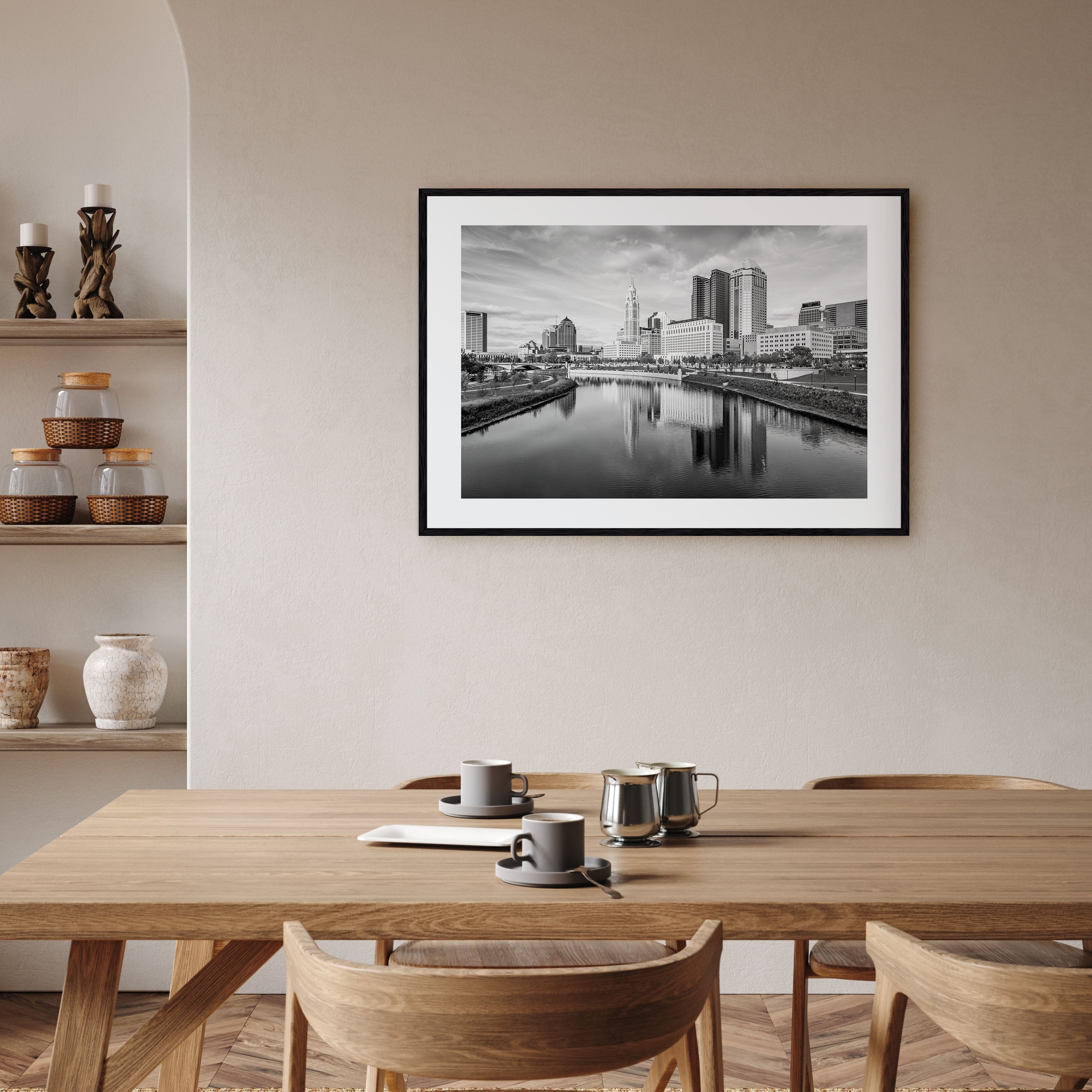Columbus, Ohio Landscape B&W Poster