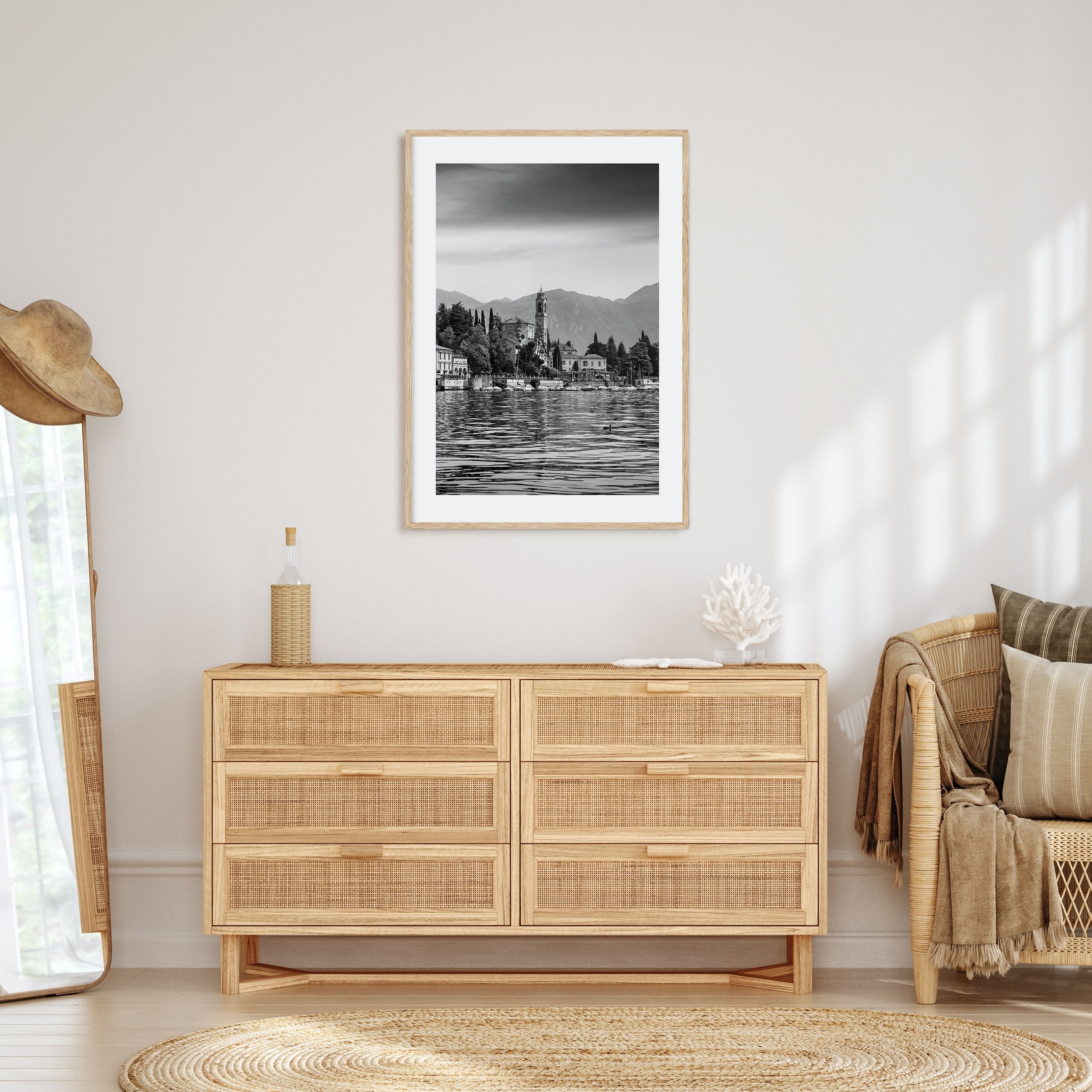 Como Lake Photo B&W Poster