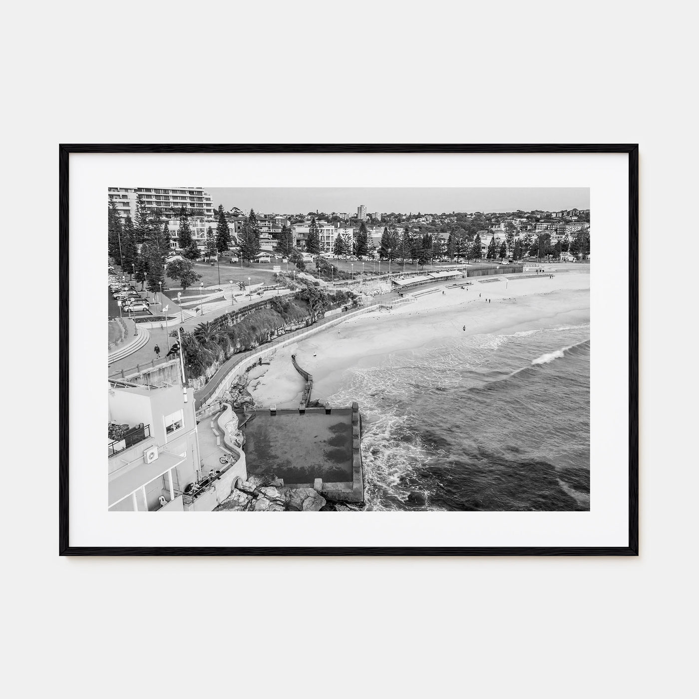 Coogee Beach Landscape B&W Poster