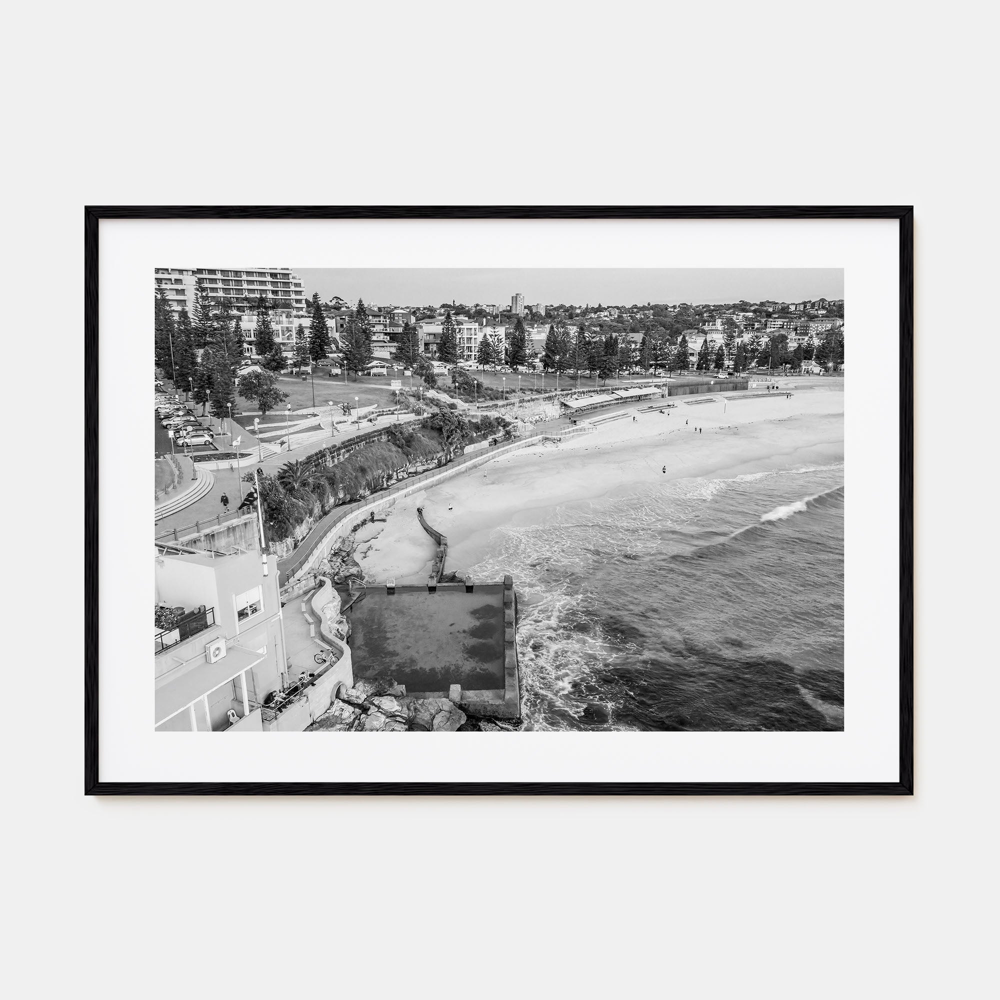 Coogee Beach Landscape B&W Poster