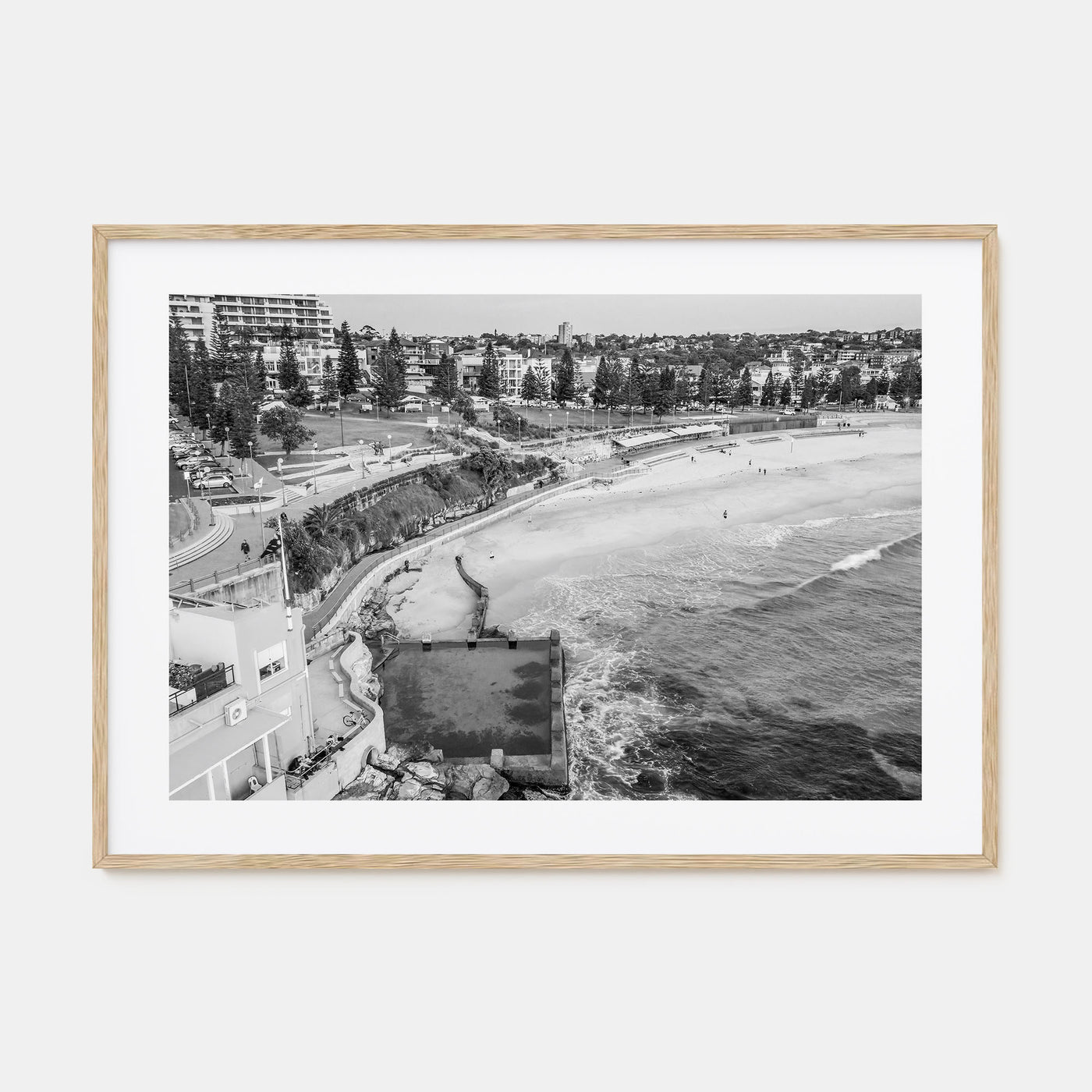 Coogee Beach Landscape B&W Poster