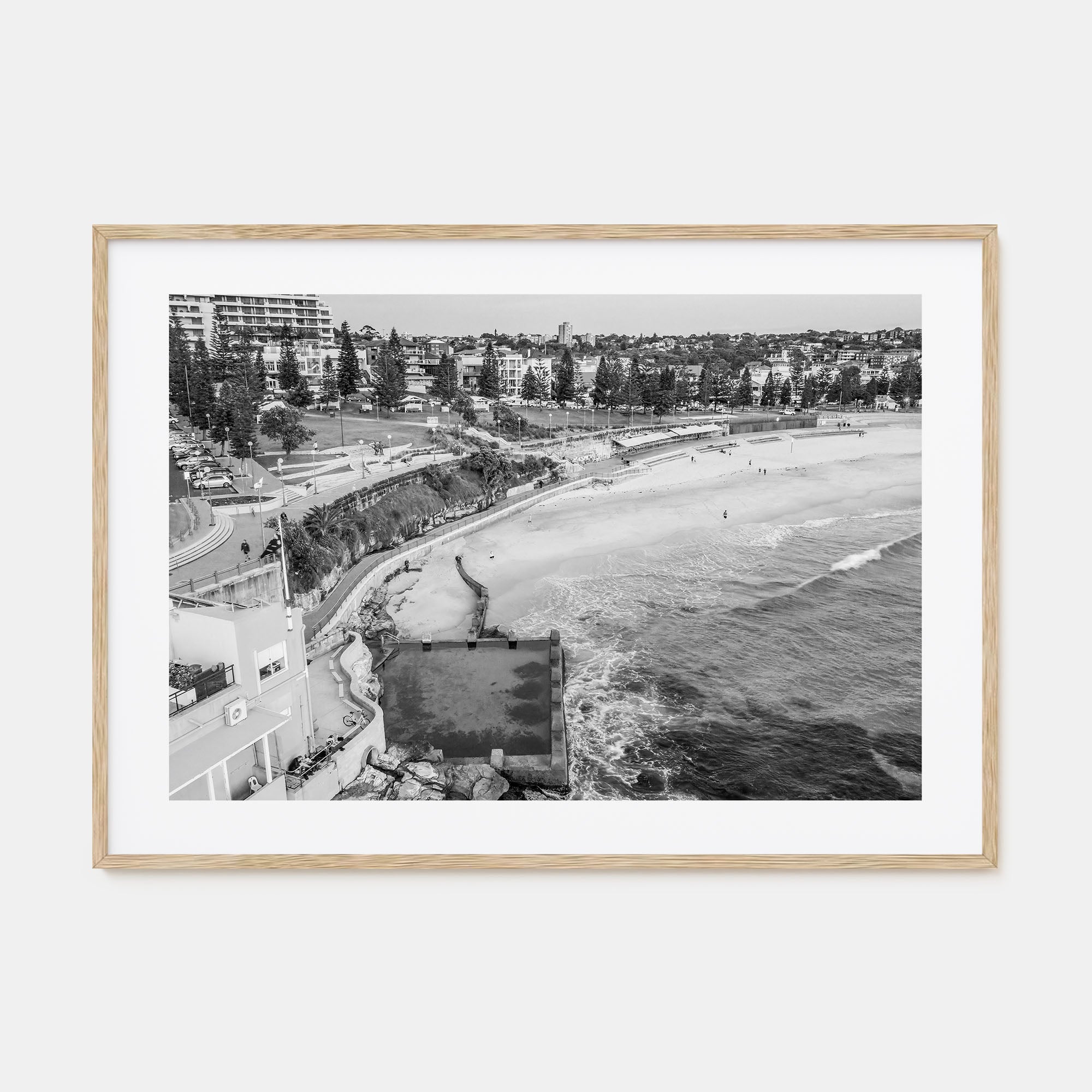 Coogee Beach Landscape B&W Poster