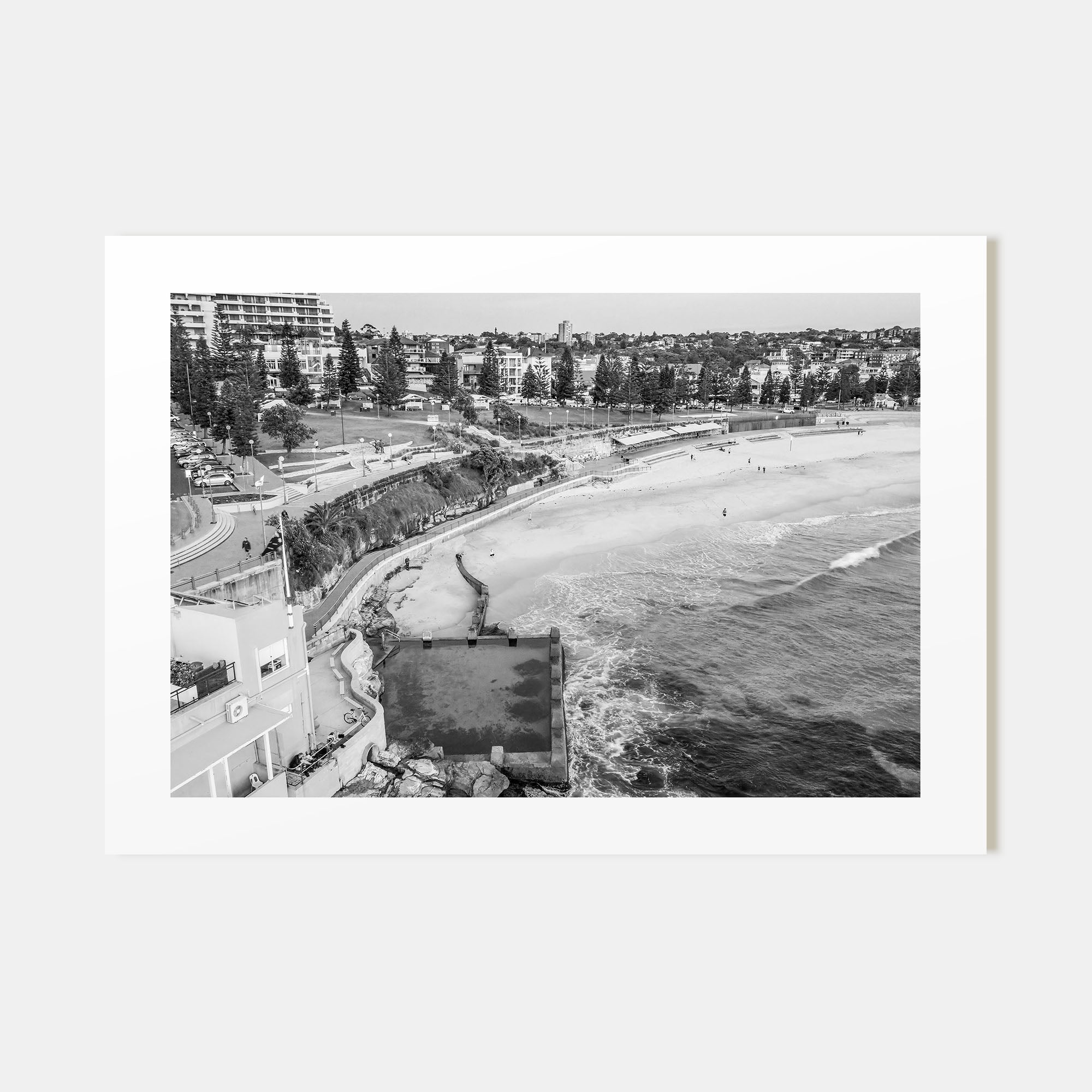 Coogee Beach Landscape B&W Poster