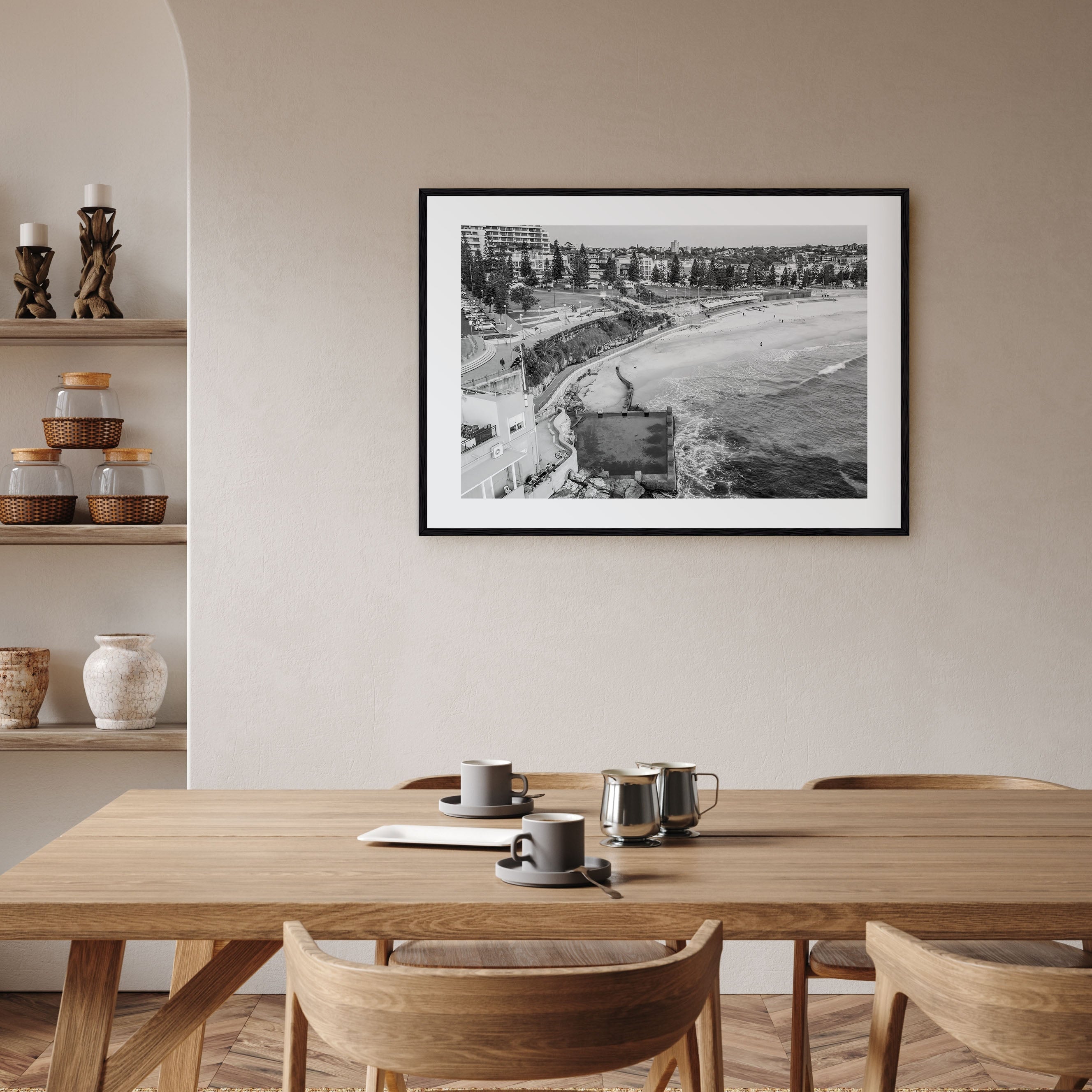 Coogee Beach Landscape B&W Poster
